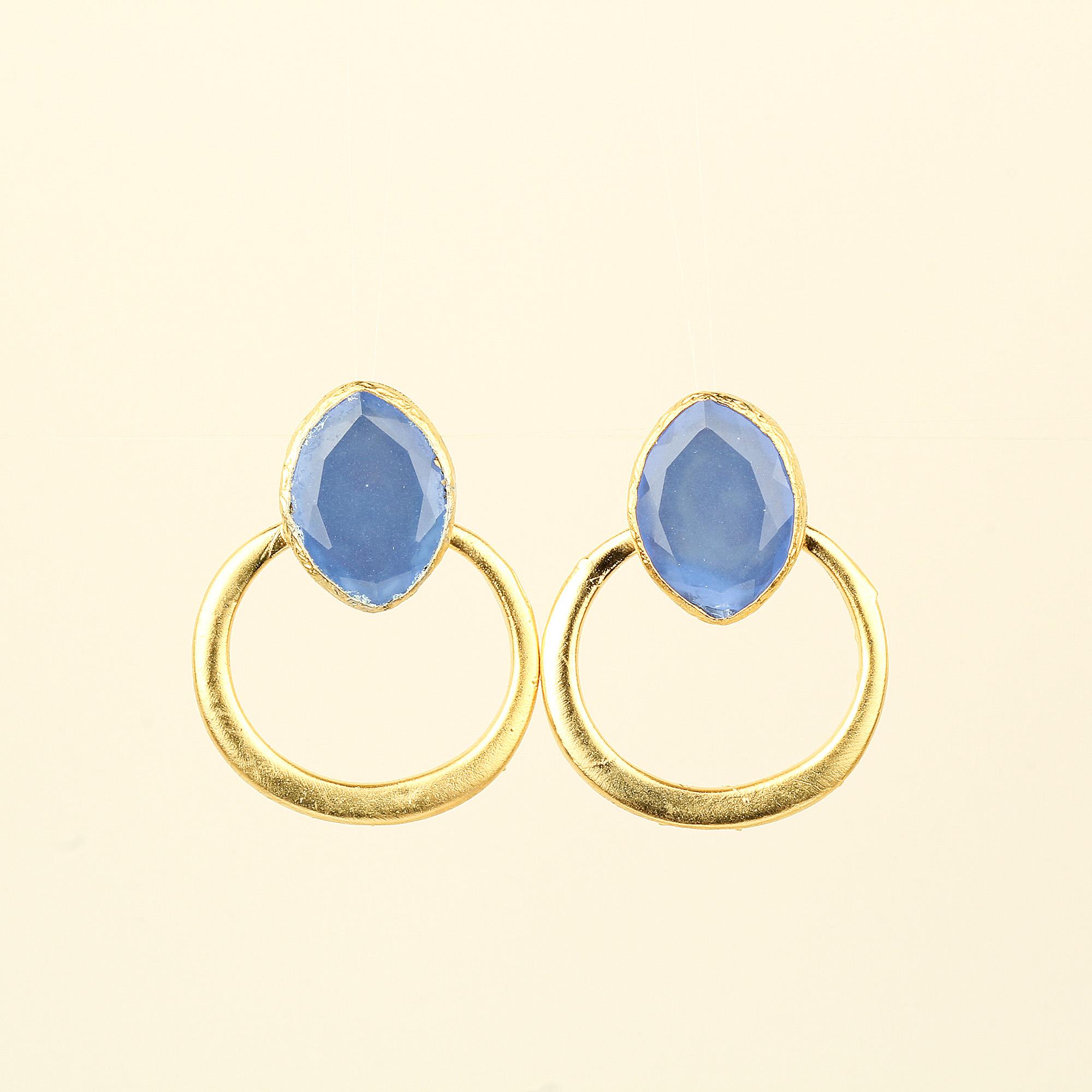 Mono Blue Glass Hoop Earrings