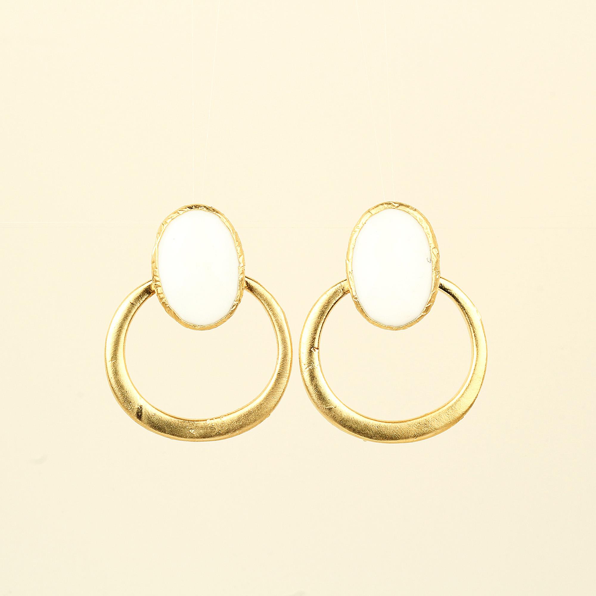 Mono Green Glass Hoop Earrings