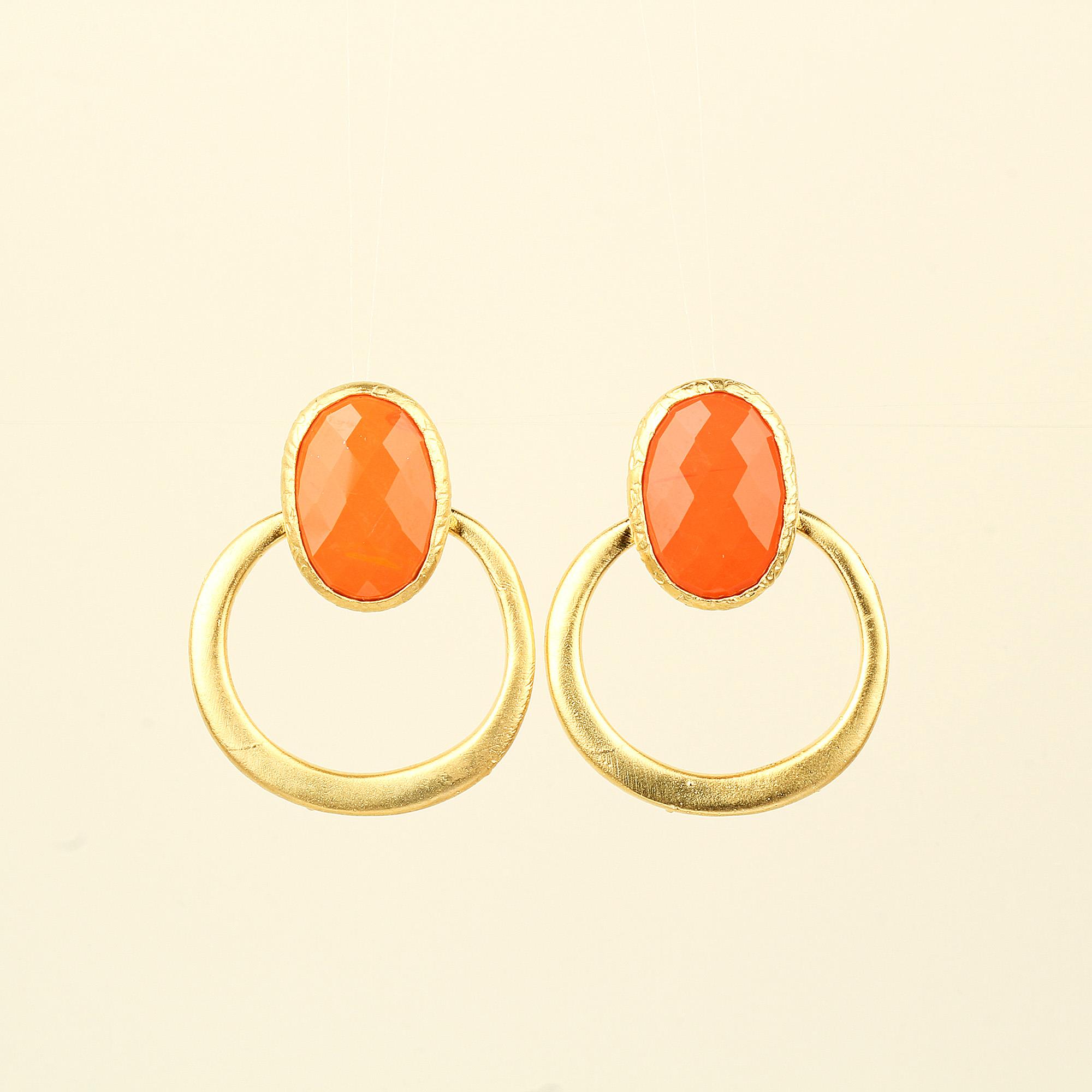 Mono Orange Natural Stone Hoop Earrings