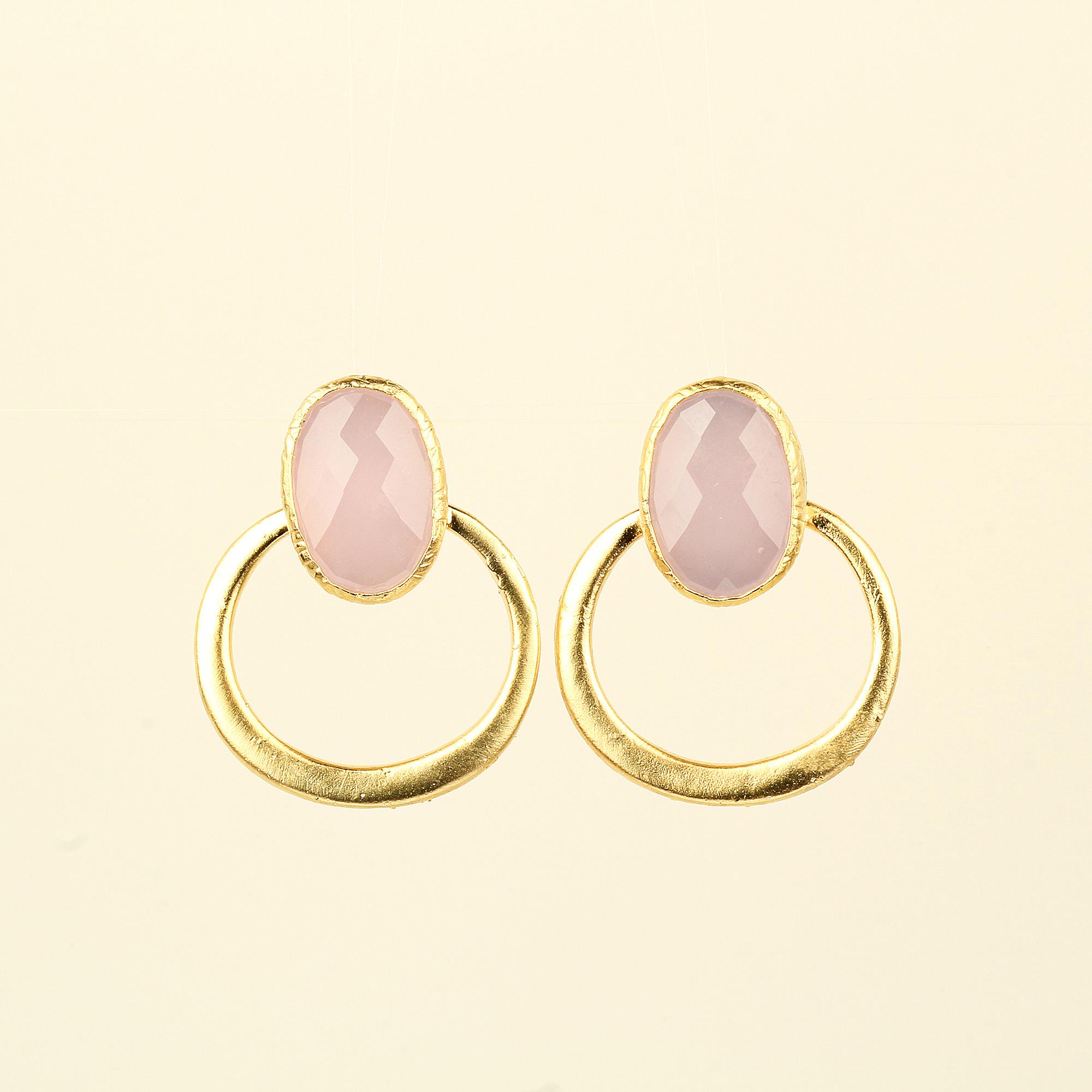 Mono Pink Glass Hoop Earrings
