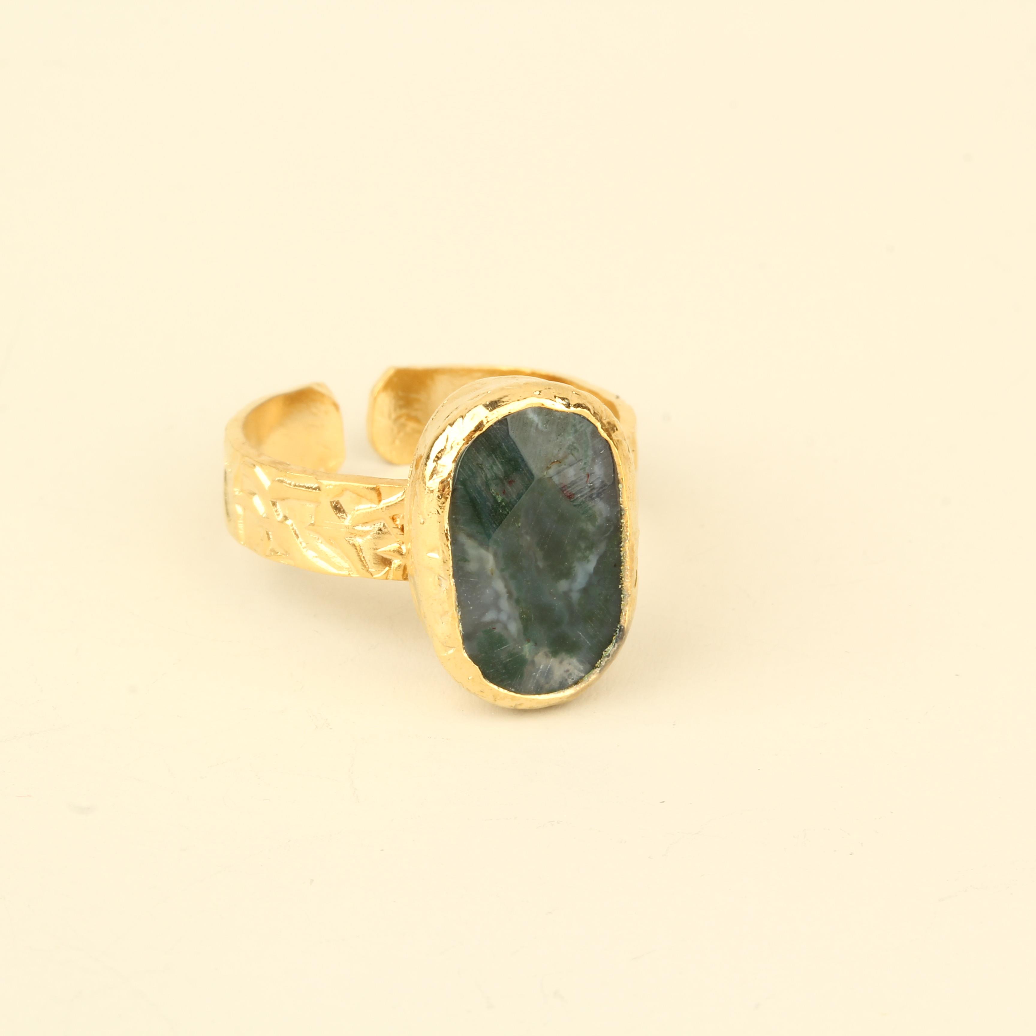Moss Agate Mono Ring