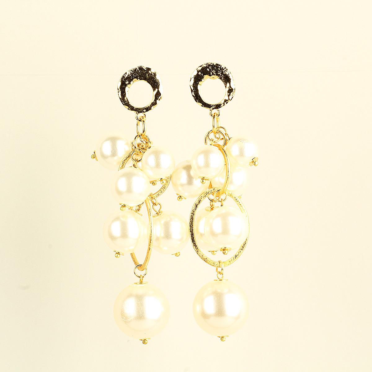 Multiple Glass Pearl Dangle Earrings