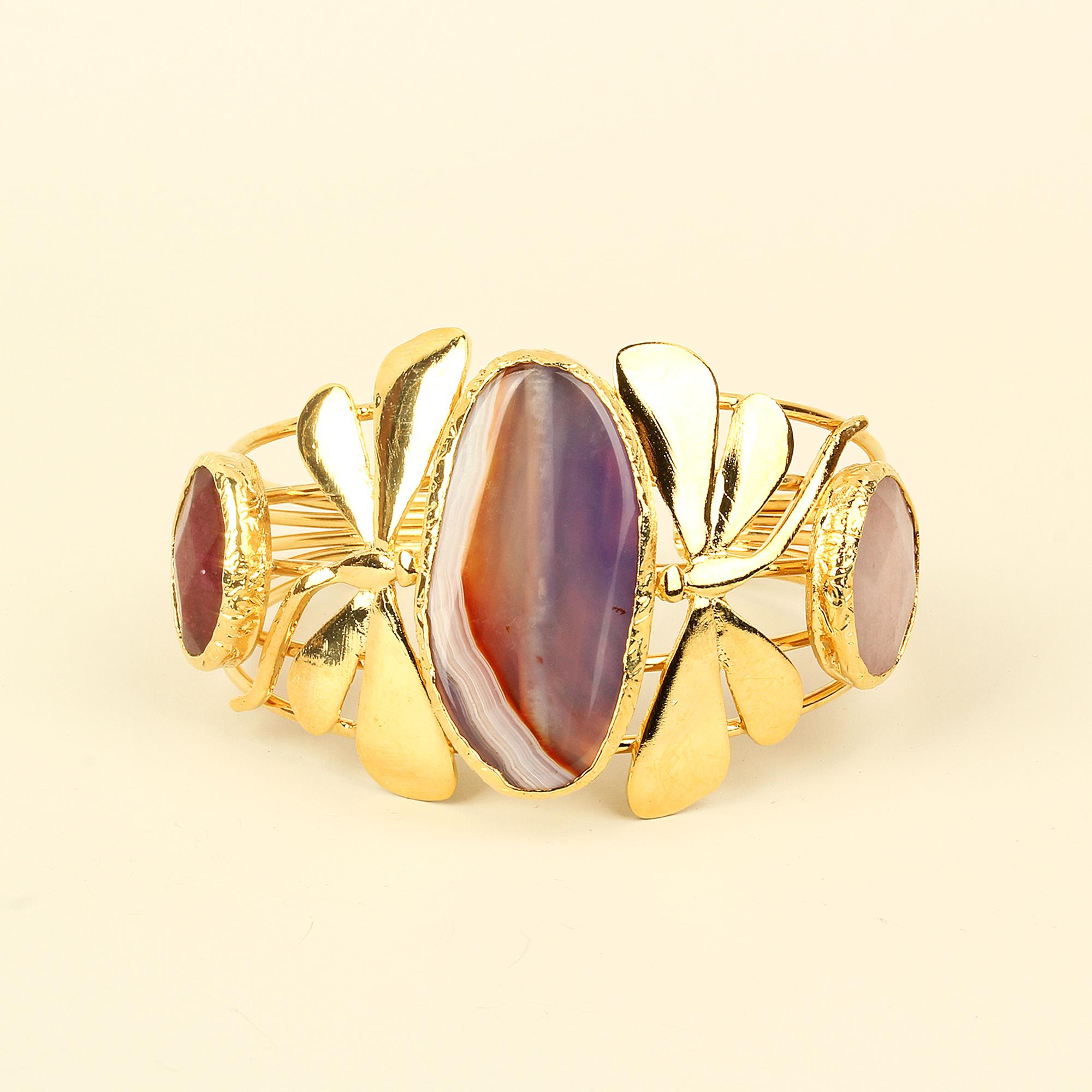 Natural Stone Dragonfly Cuff Bracelet (No Color Option)