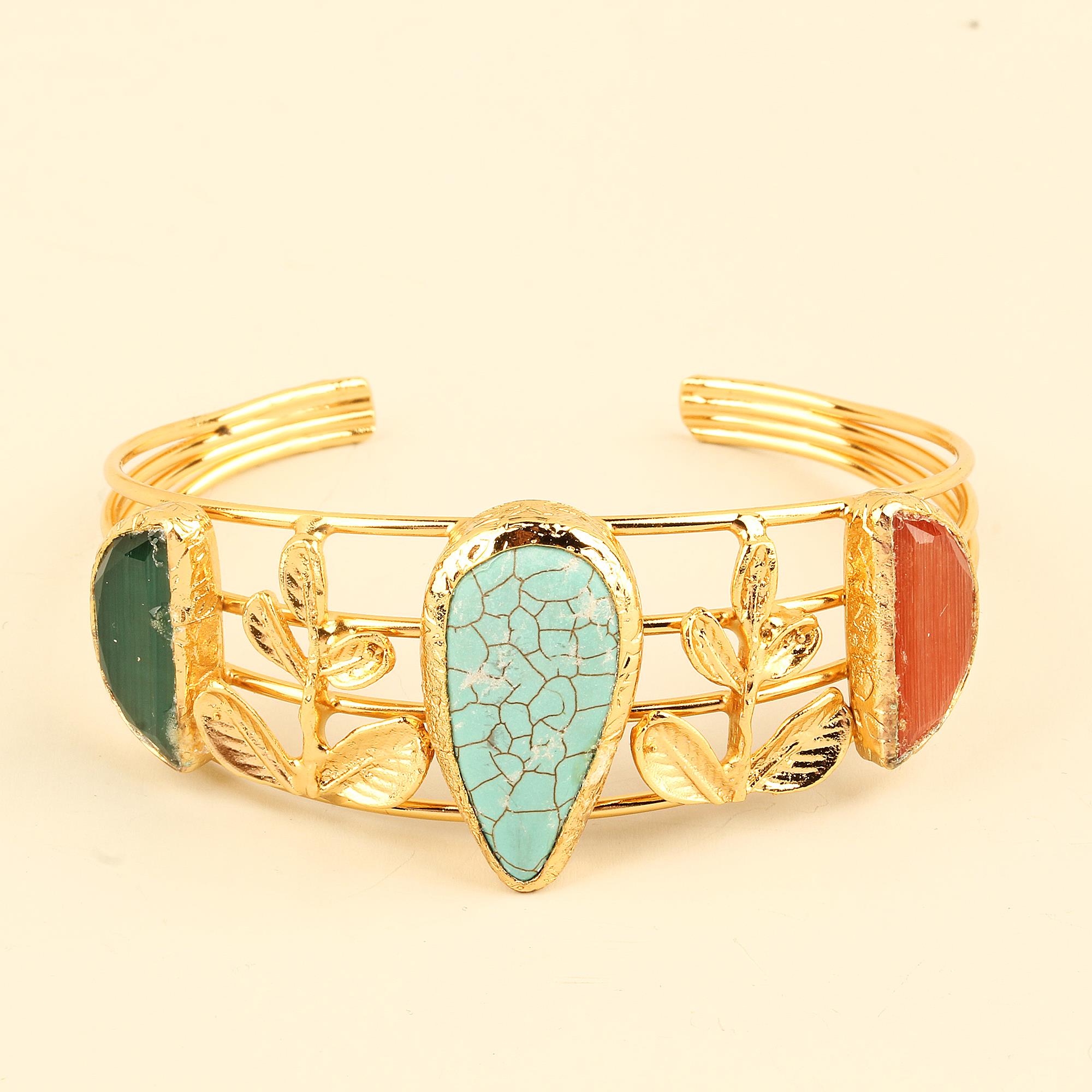 Natural Stone Leaf Cuff