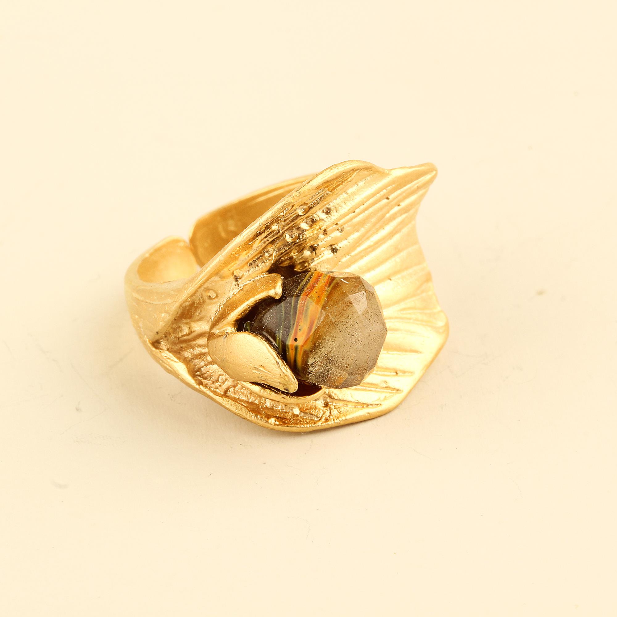 Natural Stone Metal Ring