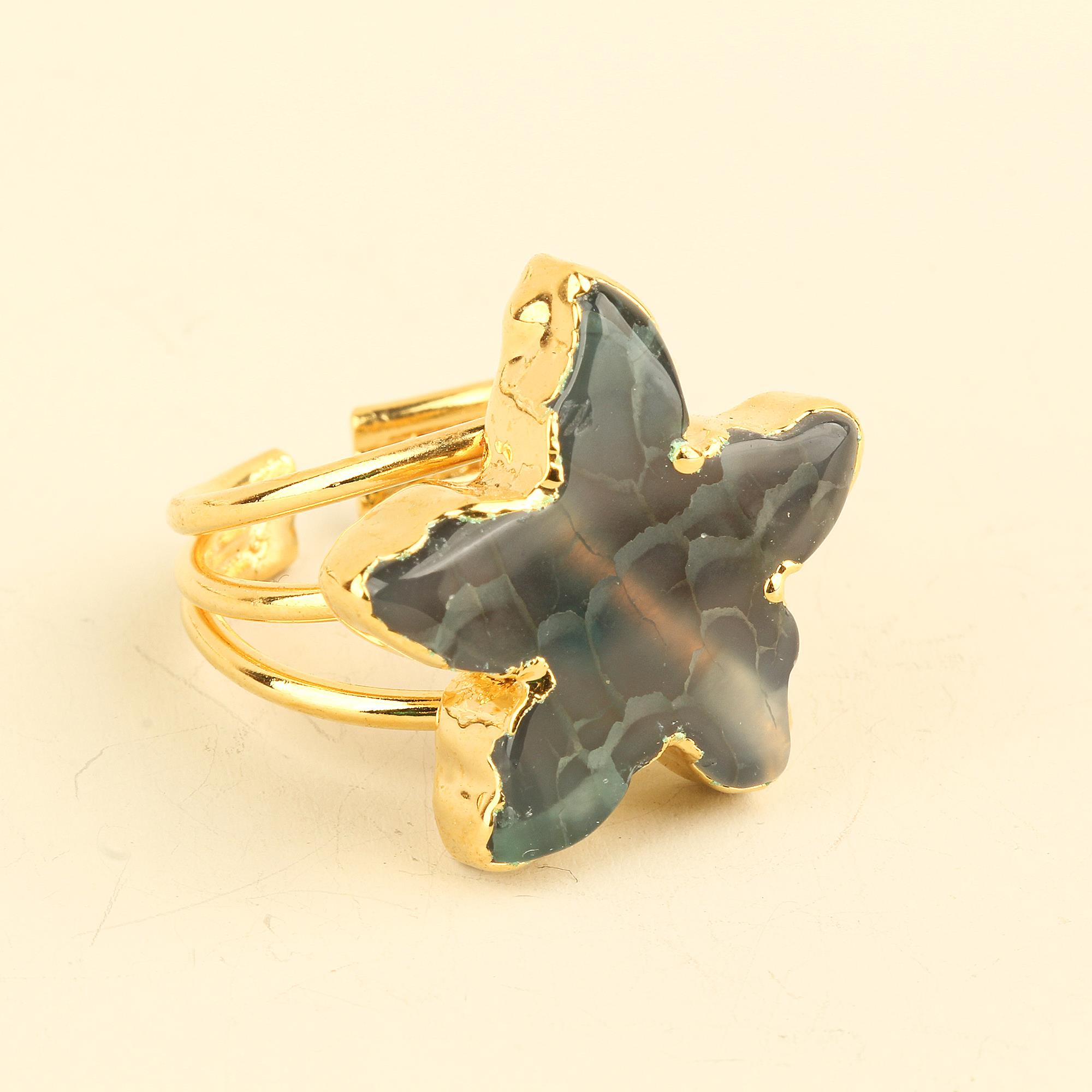 Natural Stone Starfish Mono Ring