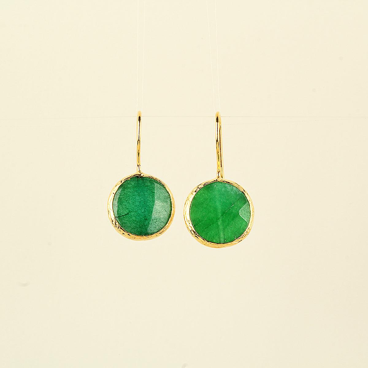 Nature Green Natural Stone Hook Earring