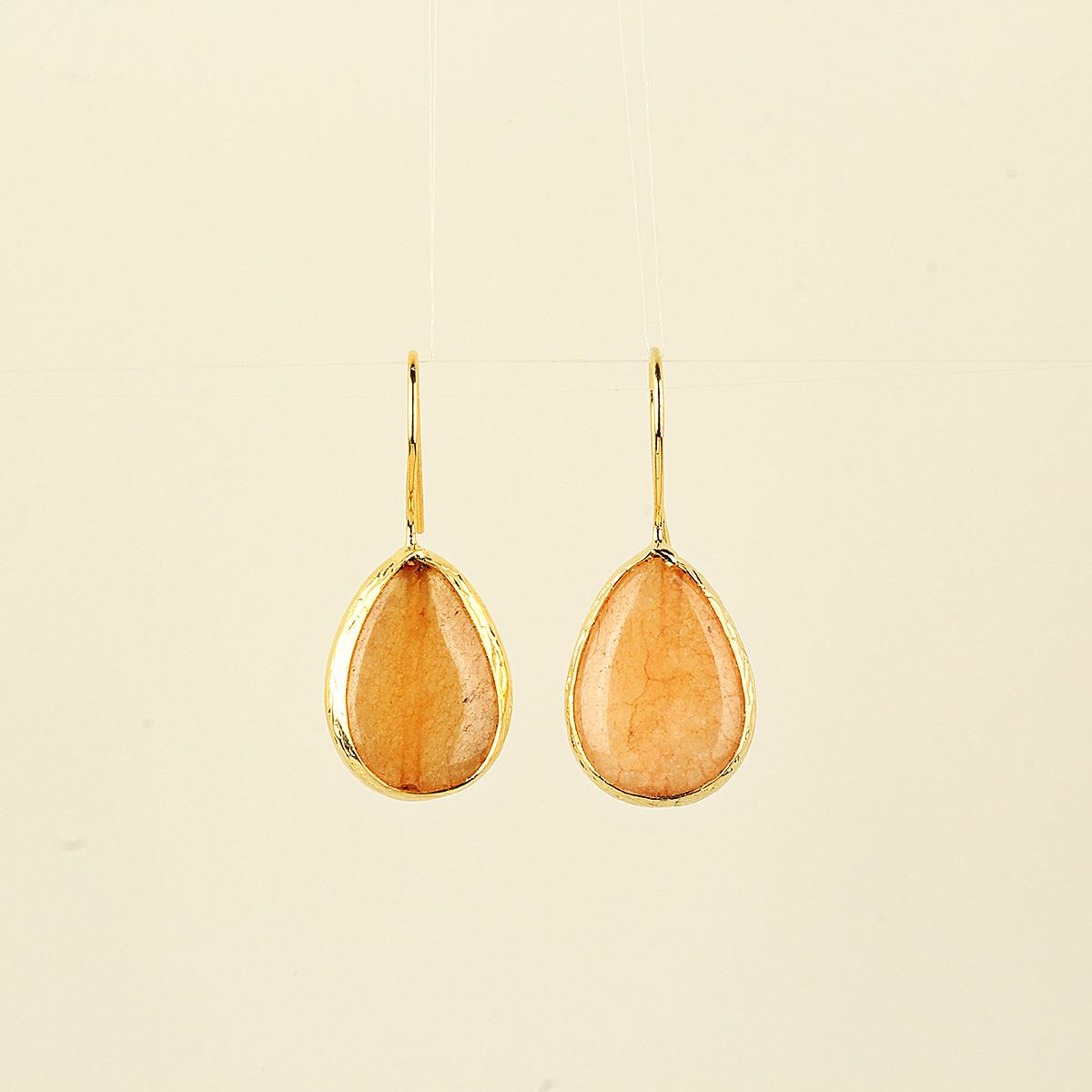 Orange Natural Stone Drop Hook Earring