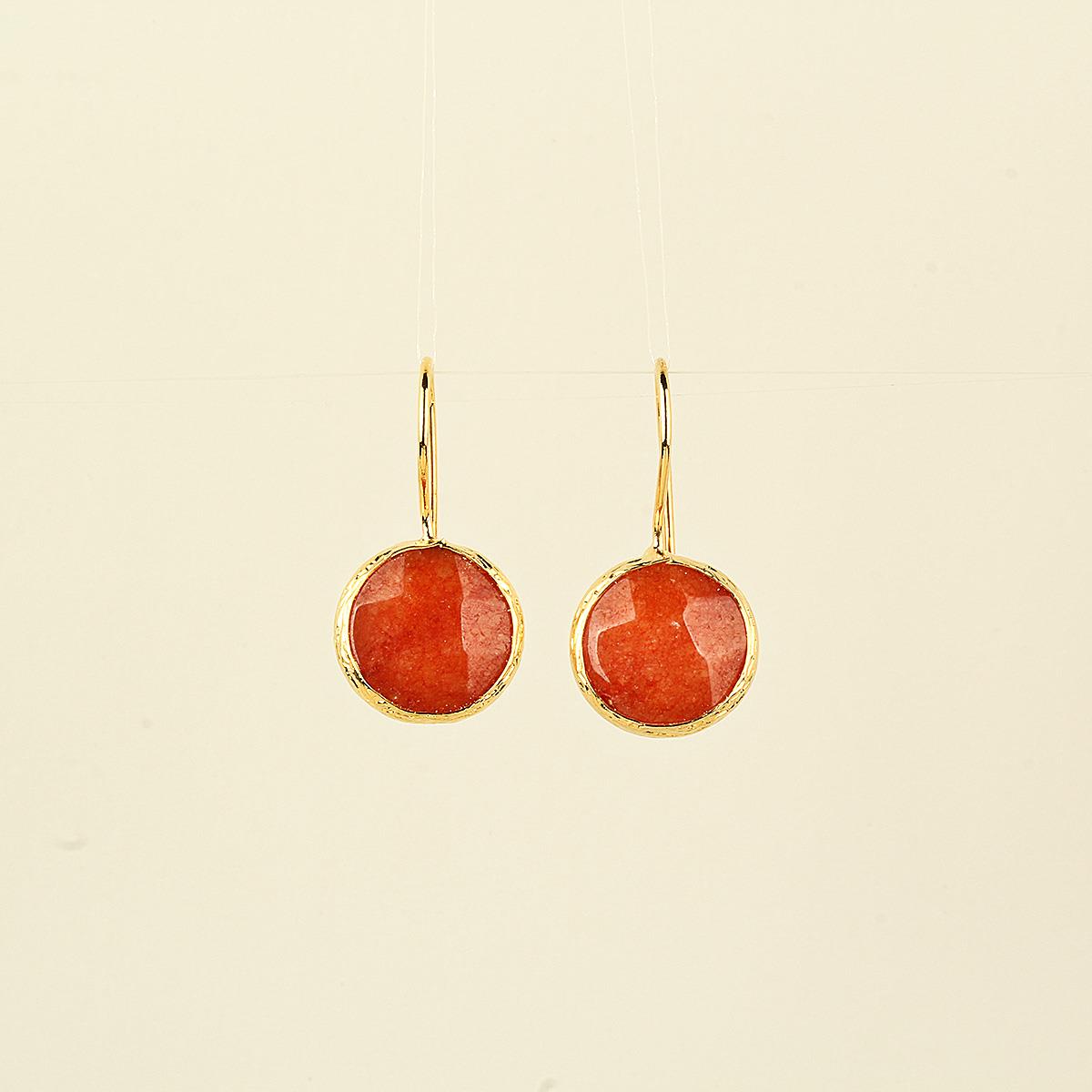 Orange Natural Stone Hook Earring