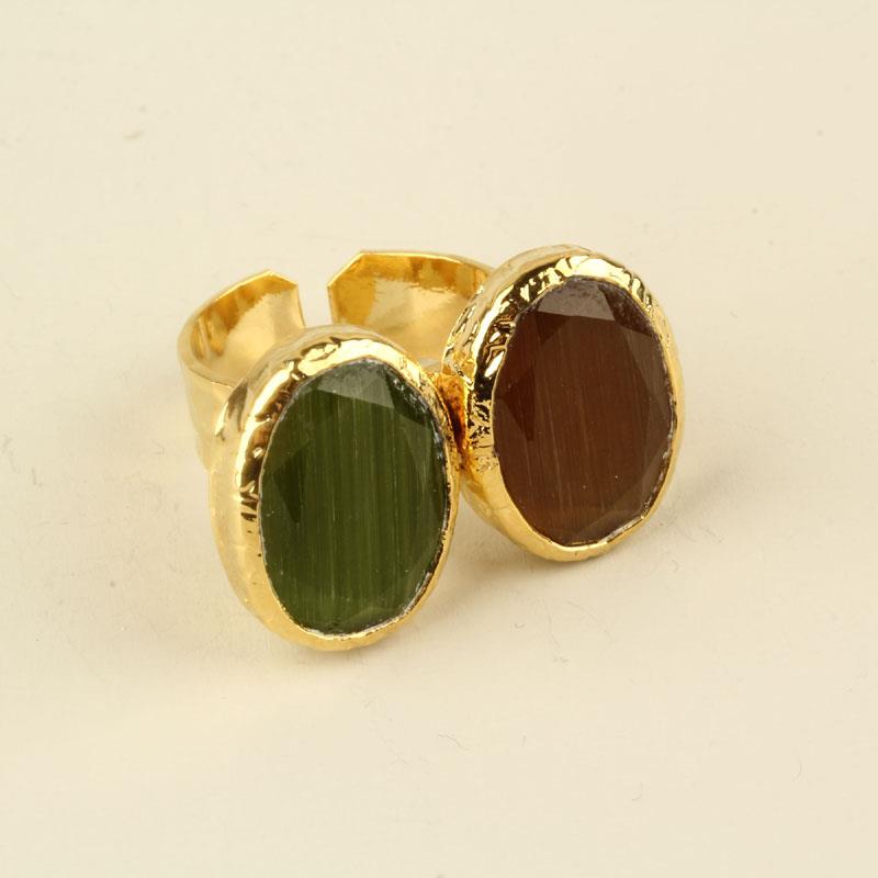 Orange Teardrop Cats Eye Duo Ring