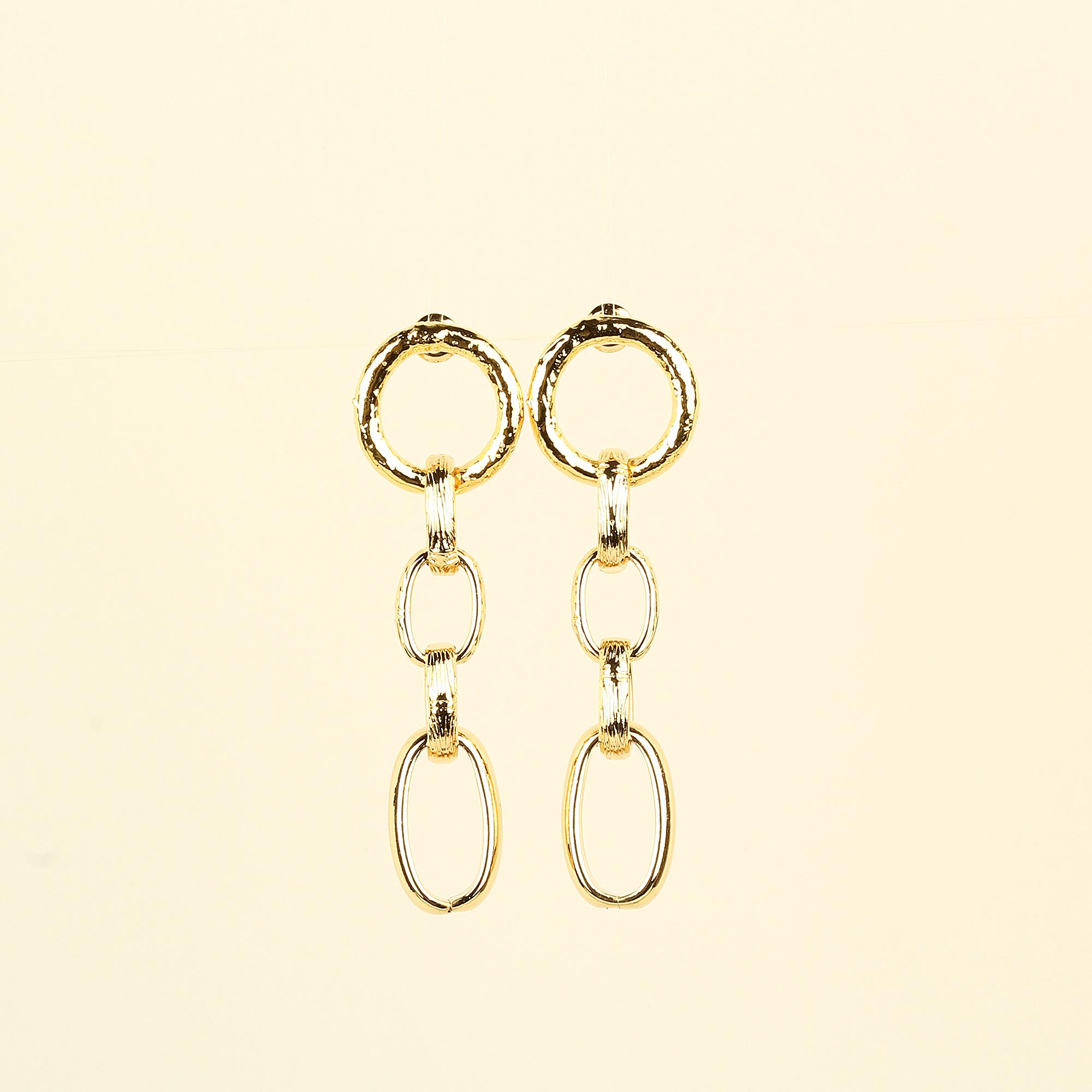 Oval Dangle Metal Earrings
