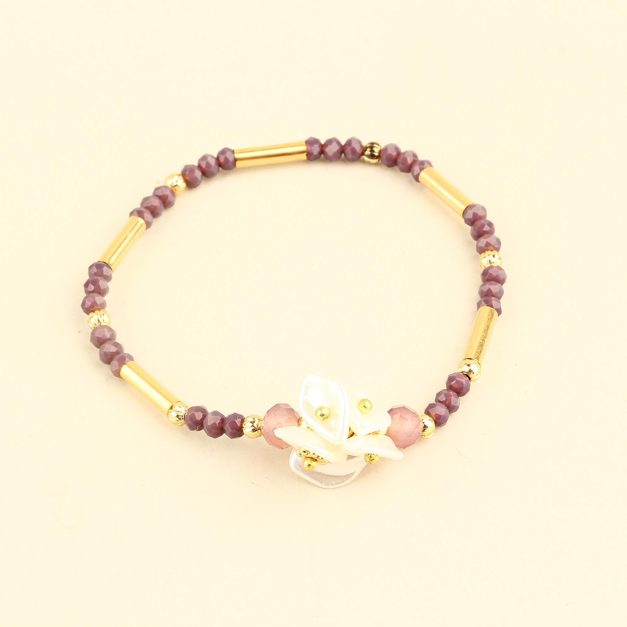 Pearl Bouquet Crystal Beads Thin Lilac Bracelet