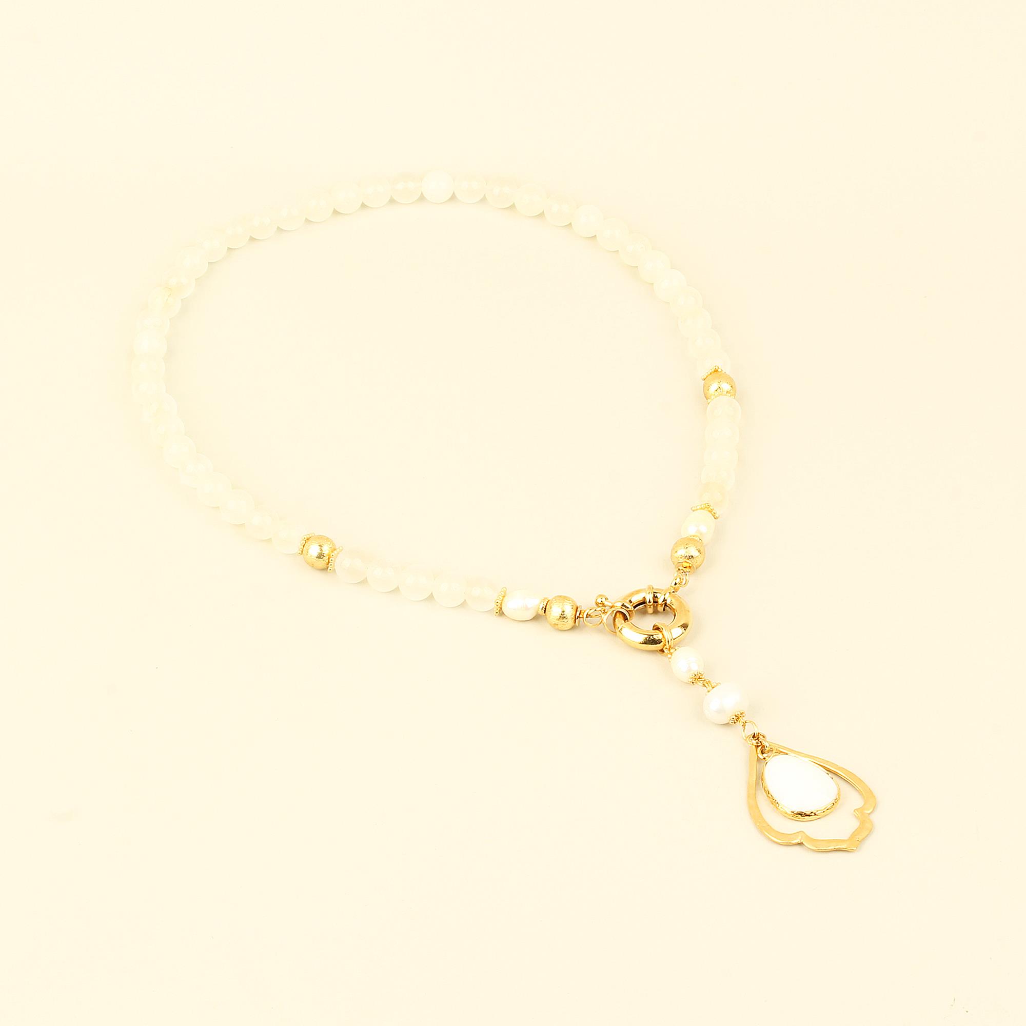 Pearl Detailed Drop White Necklace