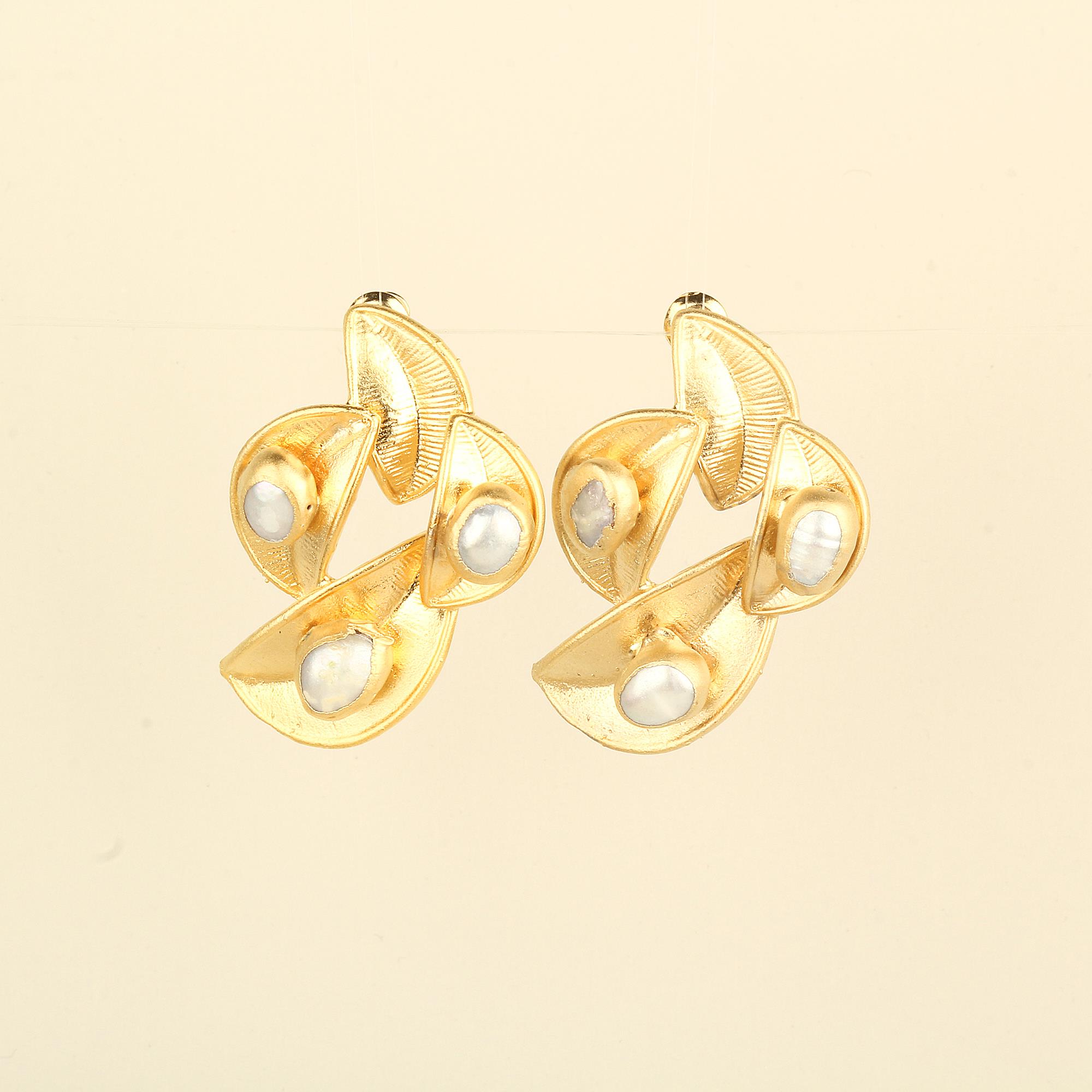 Pearl Leaf Earrings