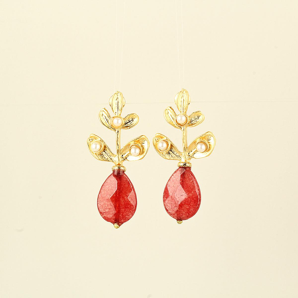 Pearl Leaf Natural Stone Earrings