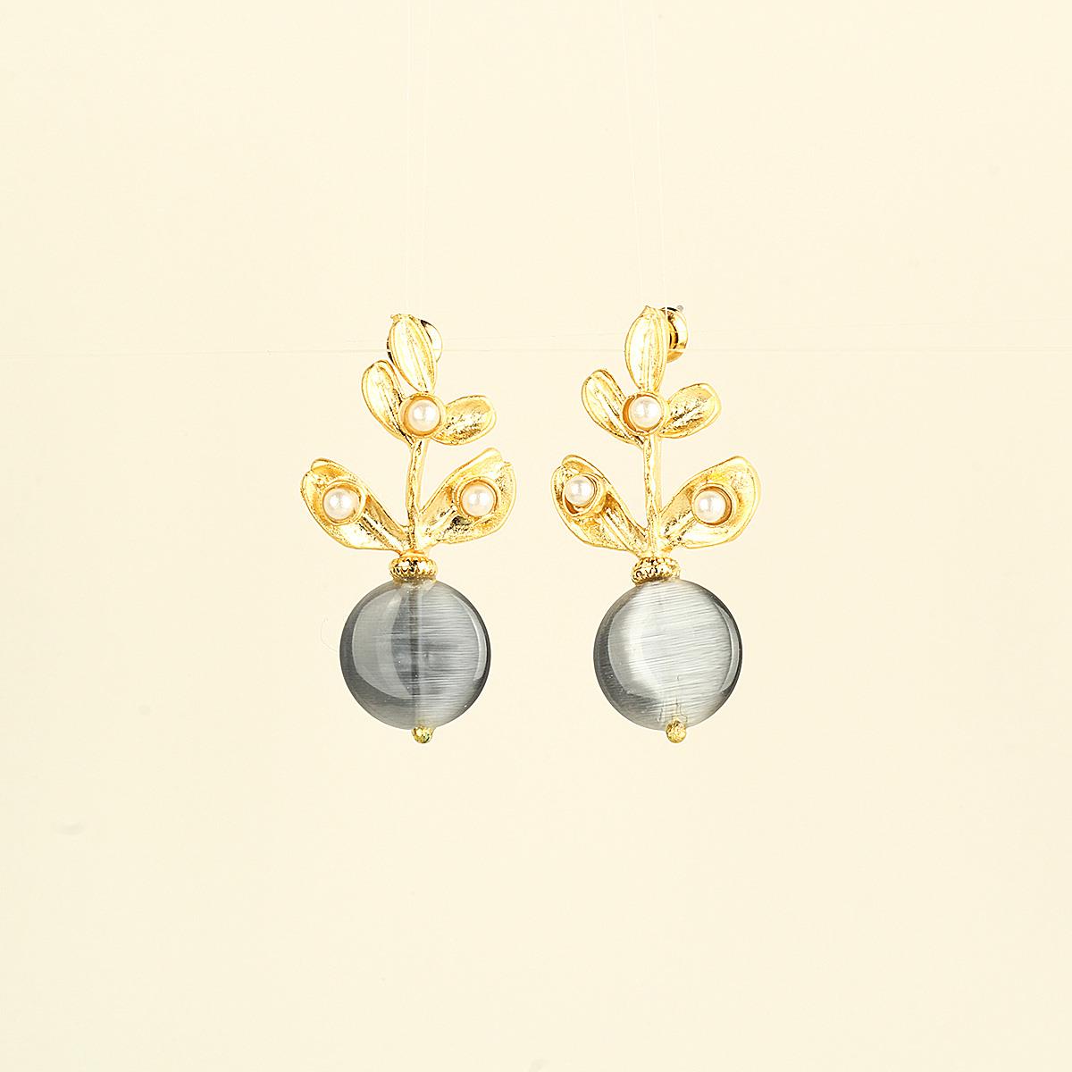 Pearl Leaf Natural Stone Earrings