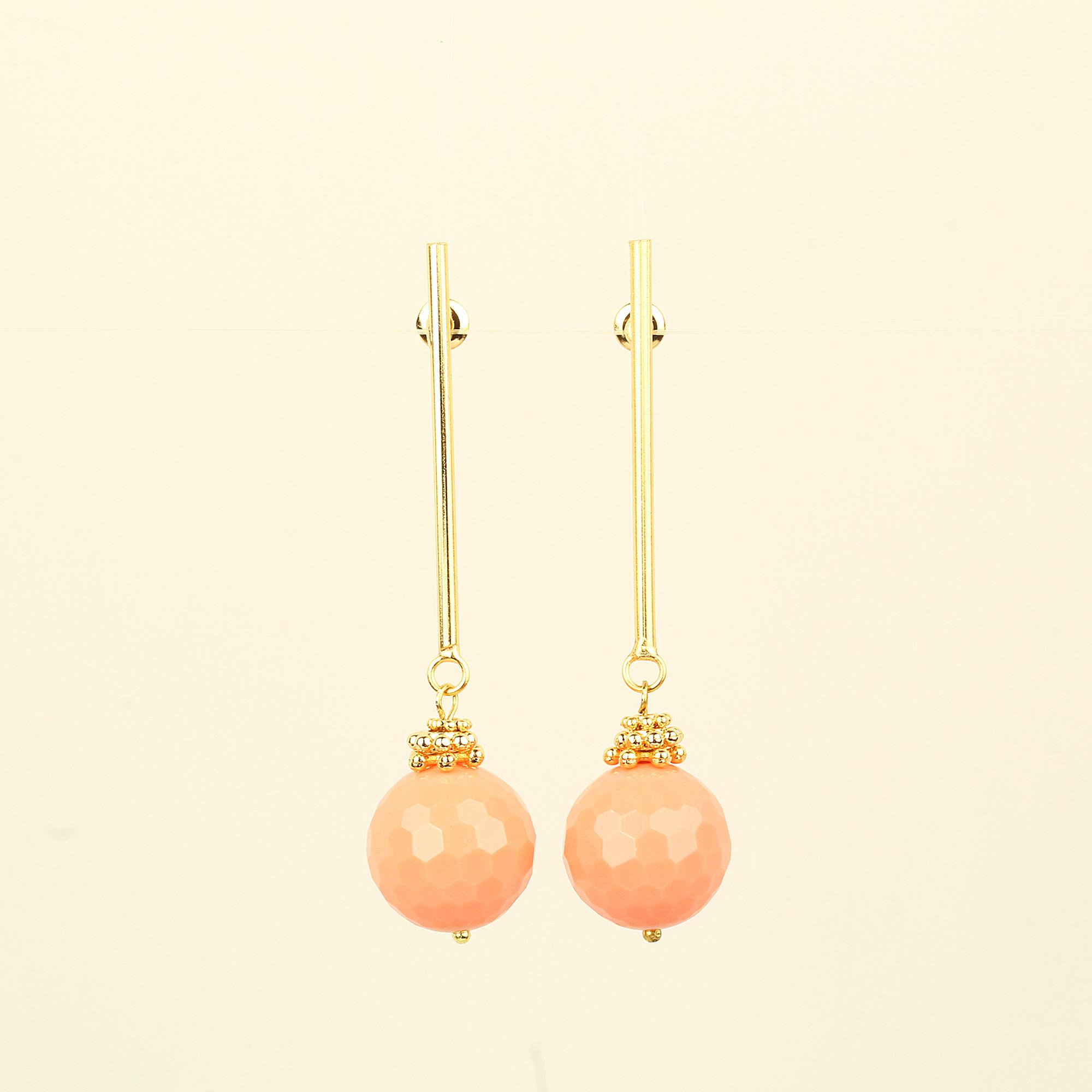 Pink Bead Rod Earrings
