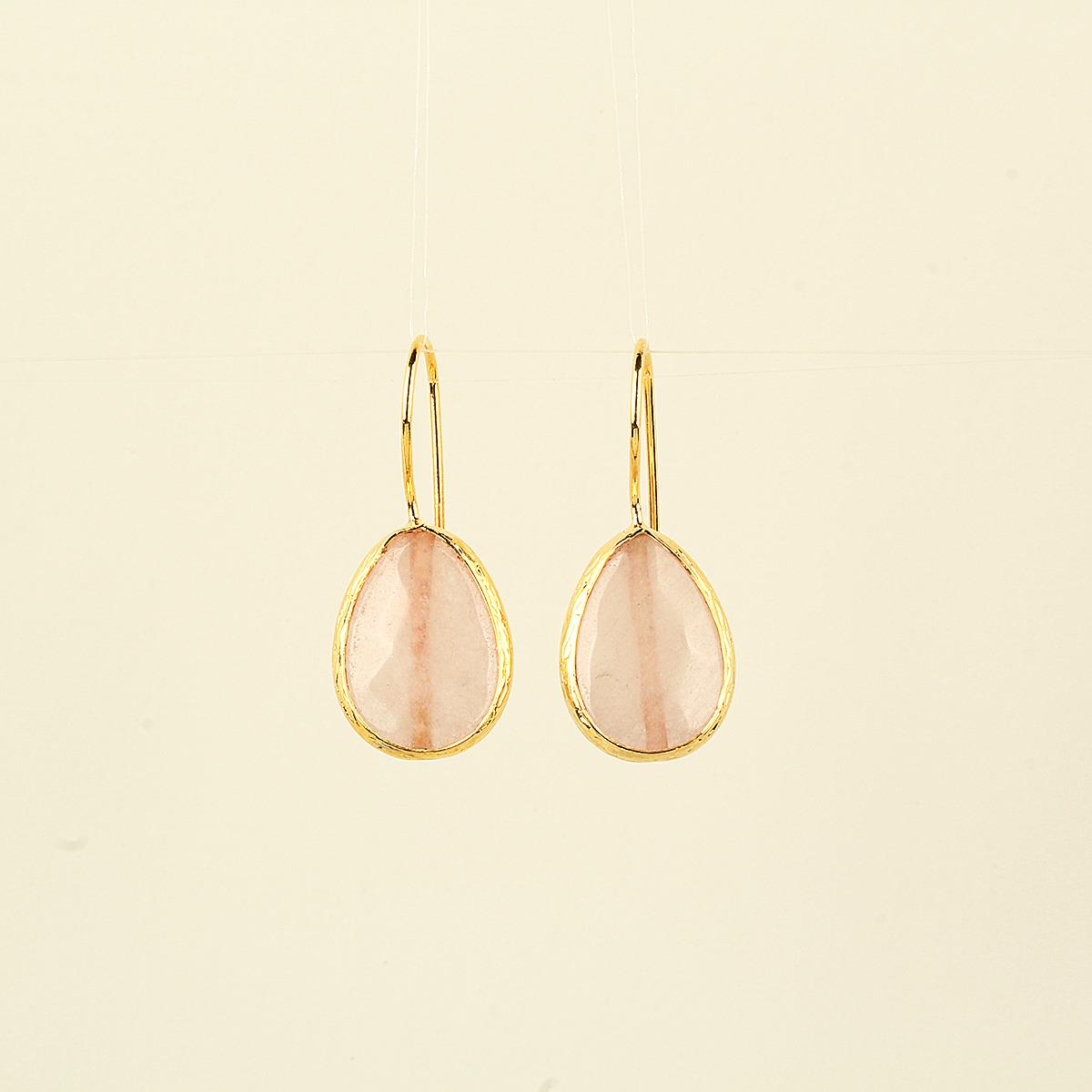Pink Natural Stone Drop Hook Earring