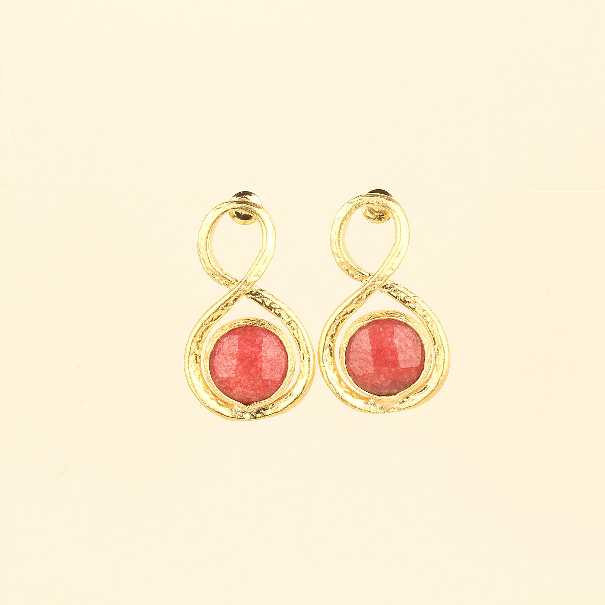 Pink Natural Stone Infinity Earrings