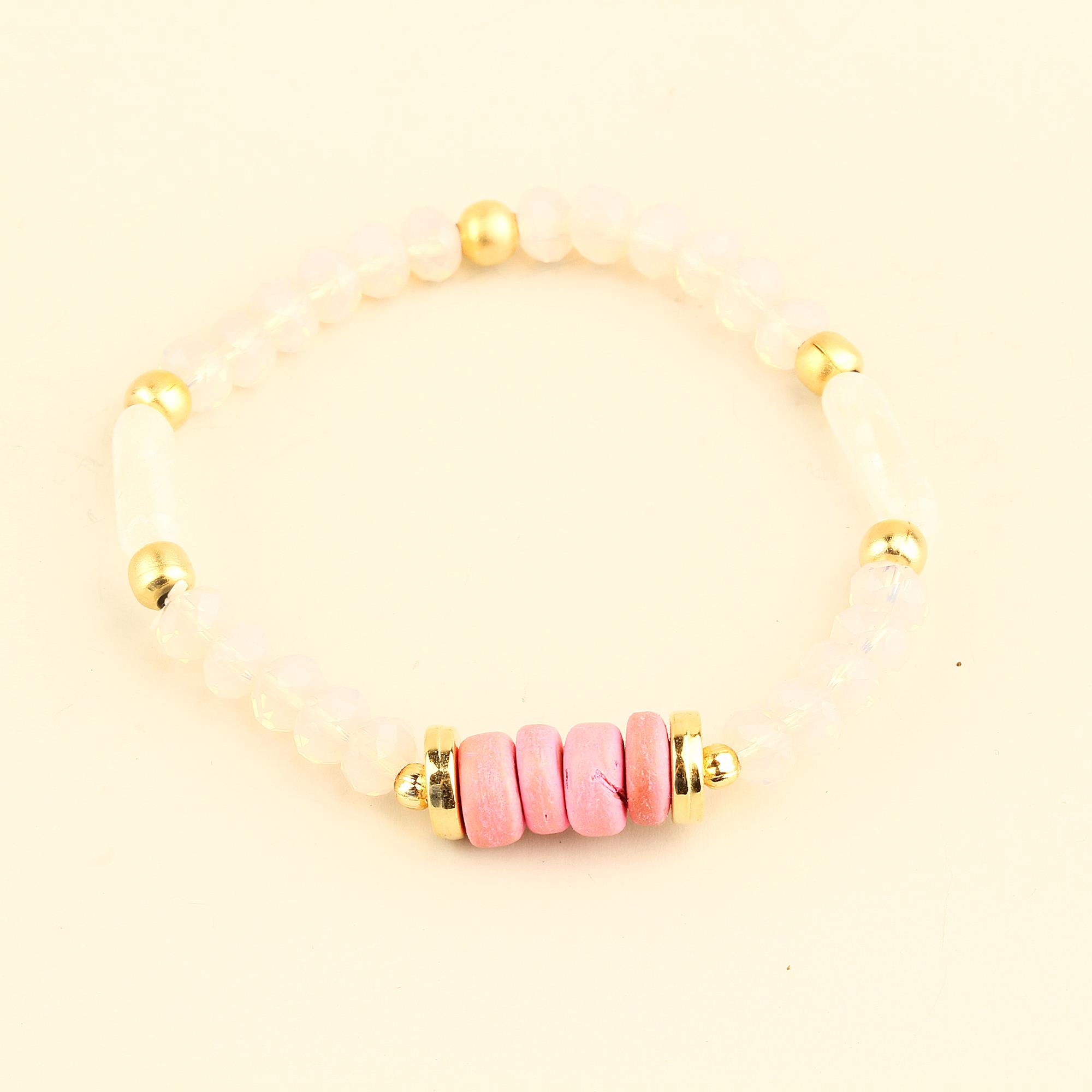 Pink Natural Stones Elastic Bracelet