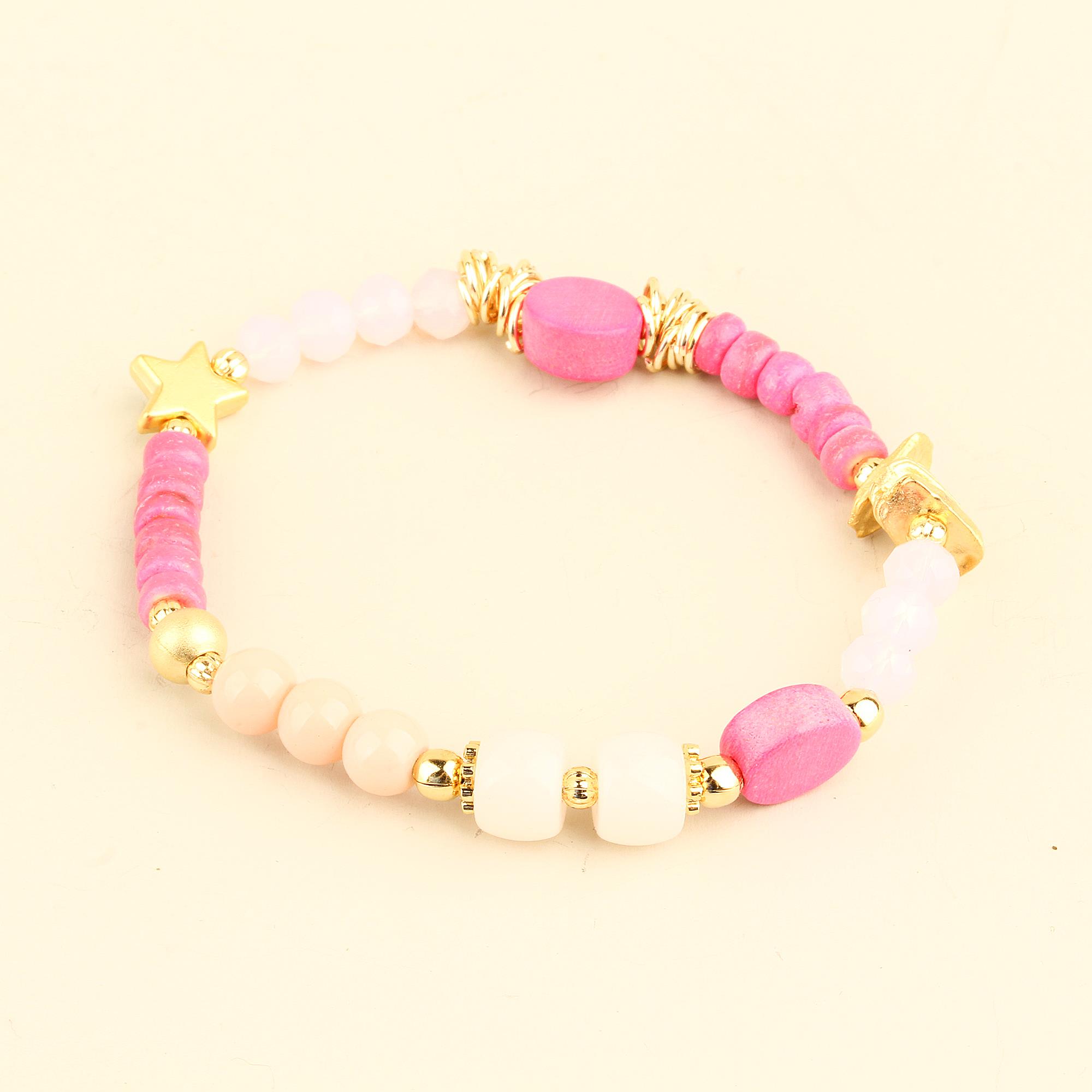 Pink Natural Stones Elastic Bracelet