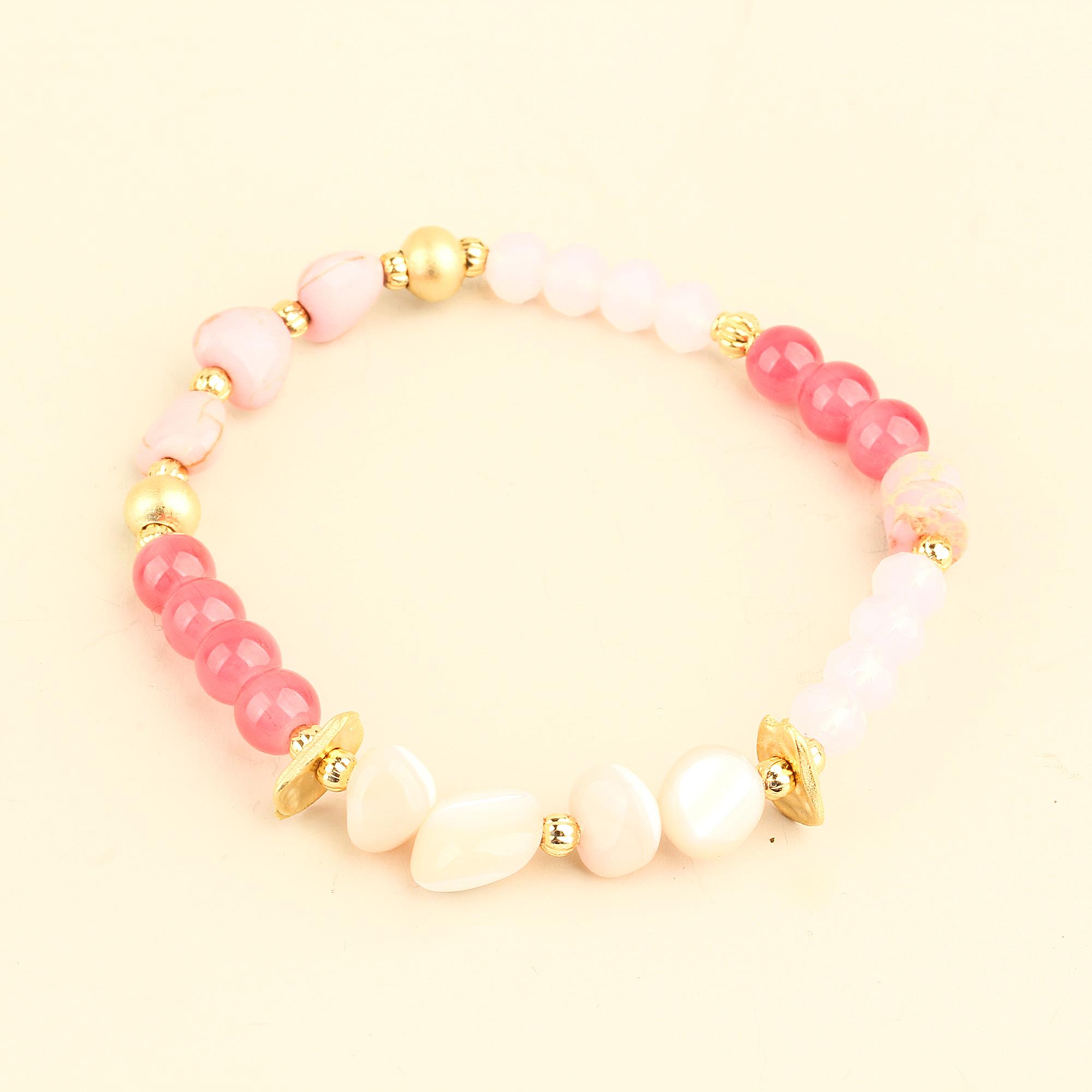 Pink Natural Stones Elastic Bracelet