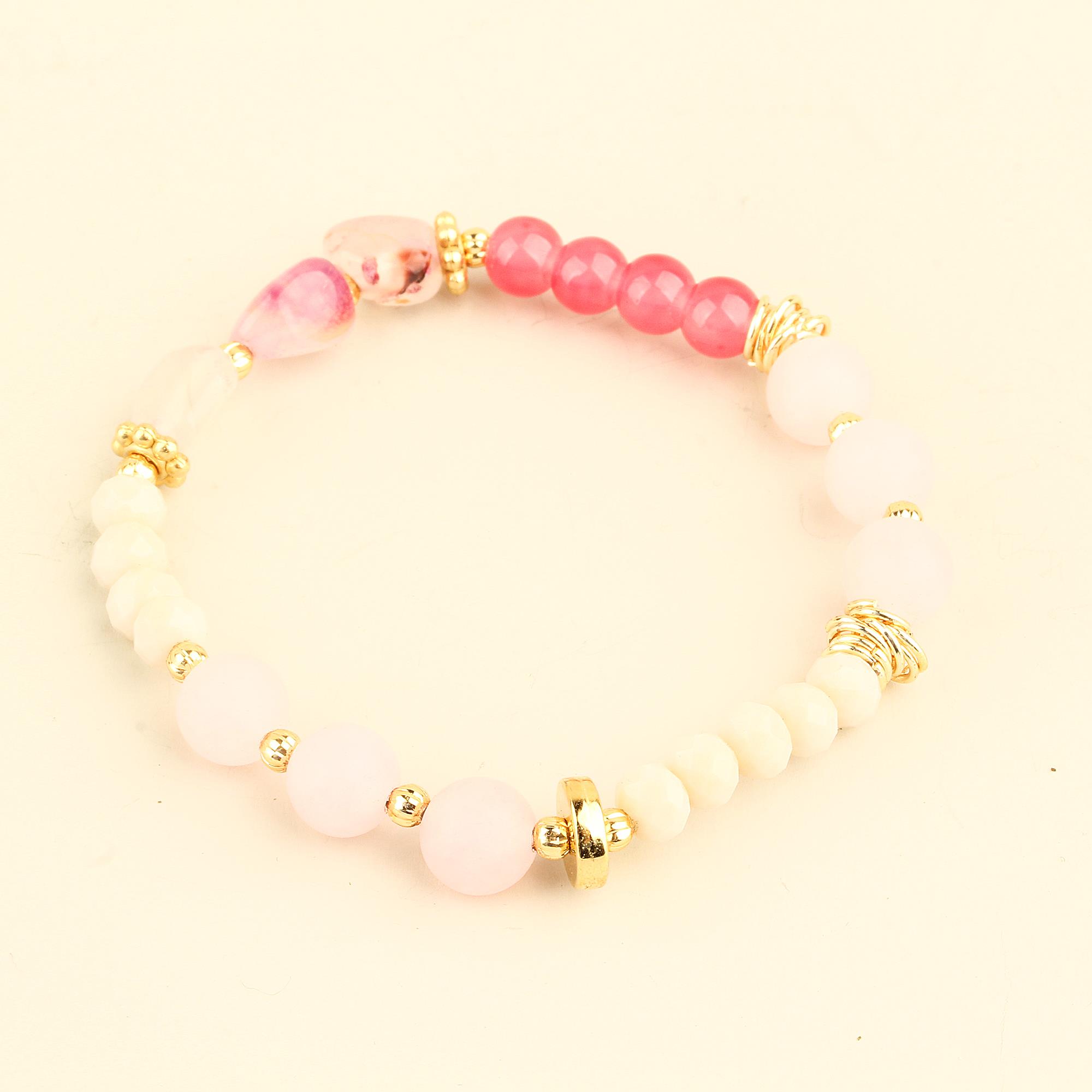 Pink Natural Stones Elastic Bracelet