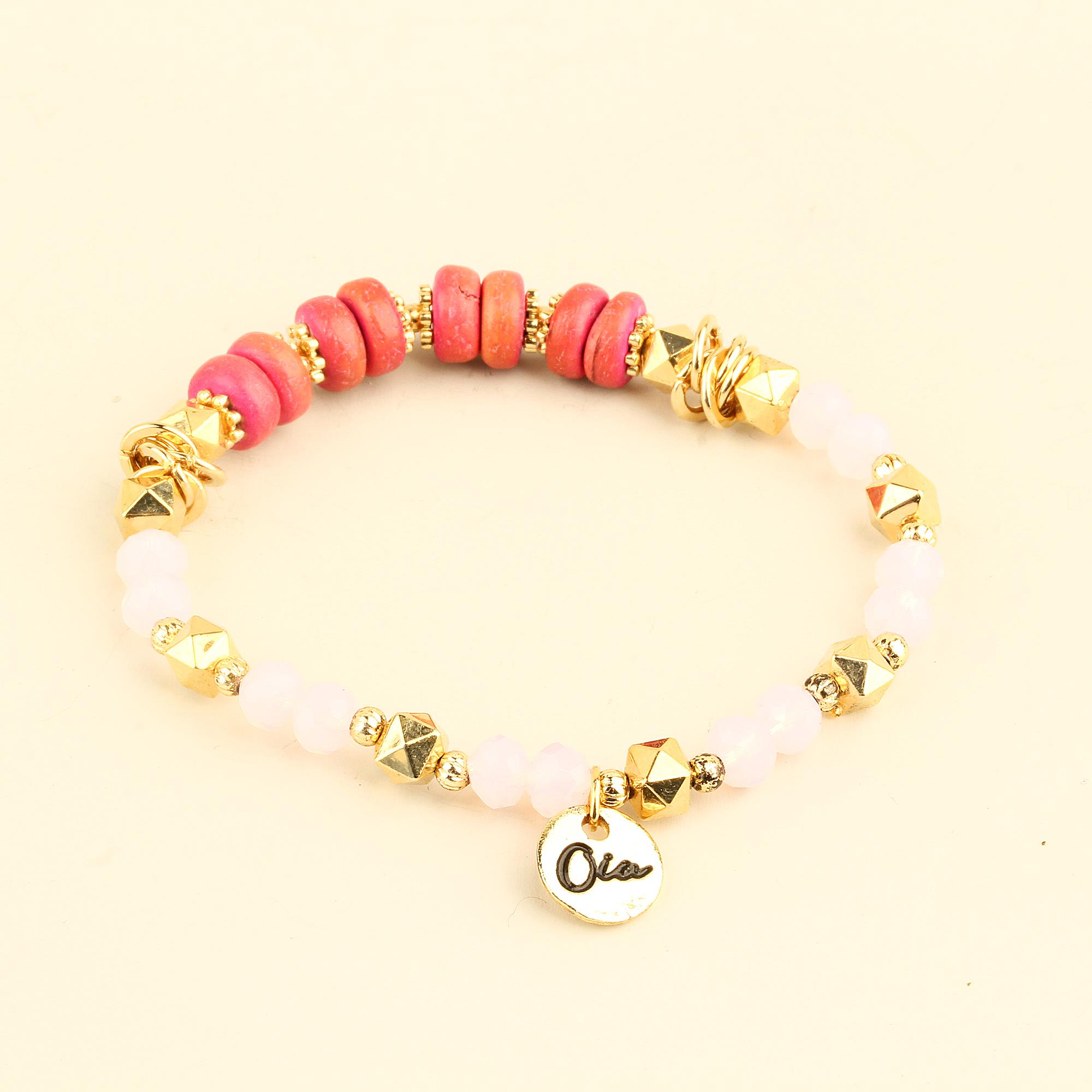 Pink Natural Stones Elastic Bracelet