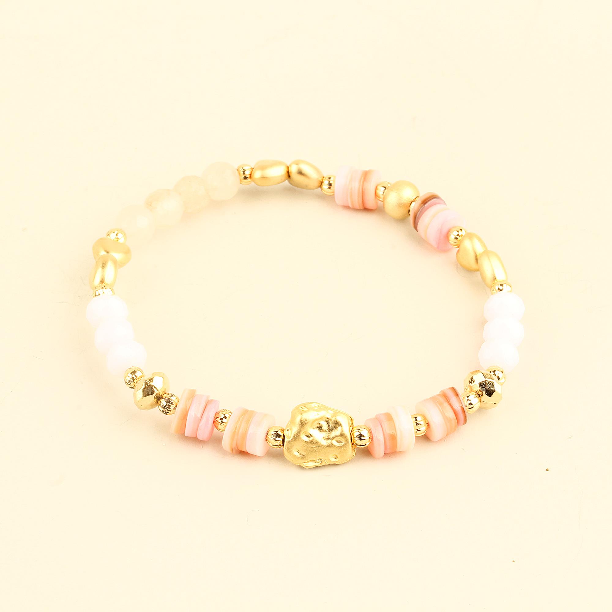 Pink Natural Stones Elastic Bracelet