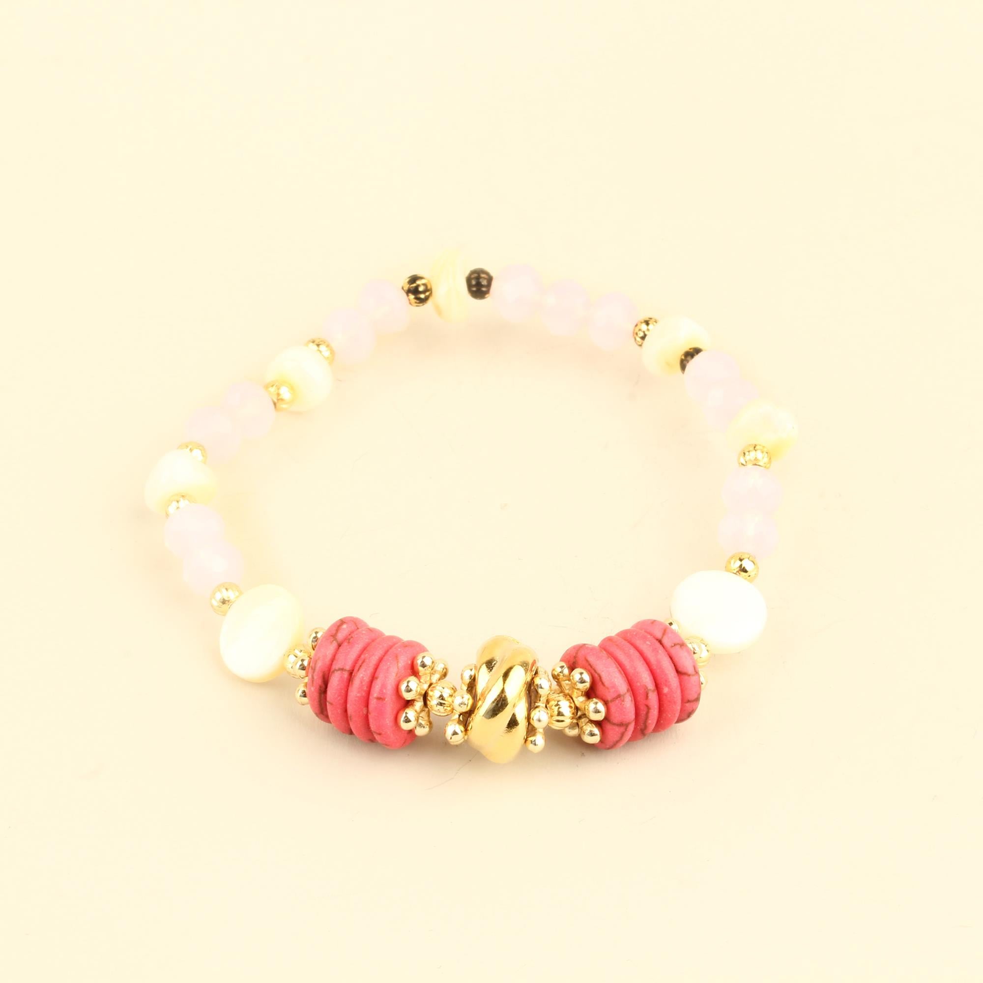 Pink Natural Stones Elastic Bracelet