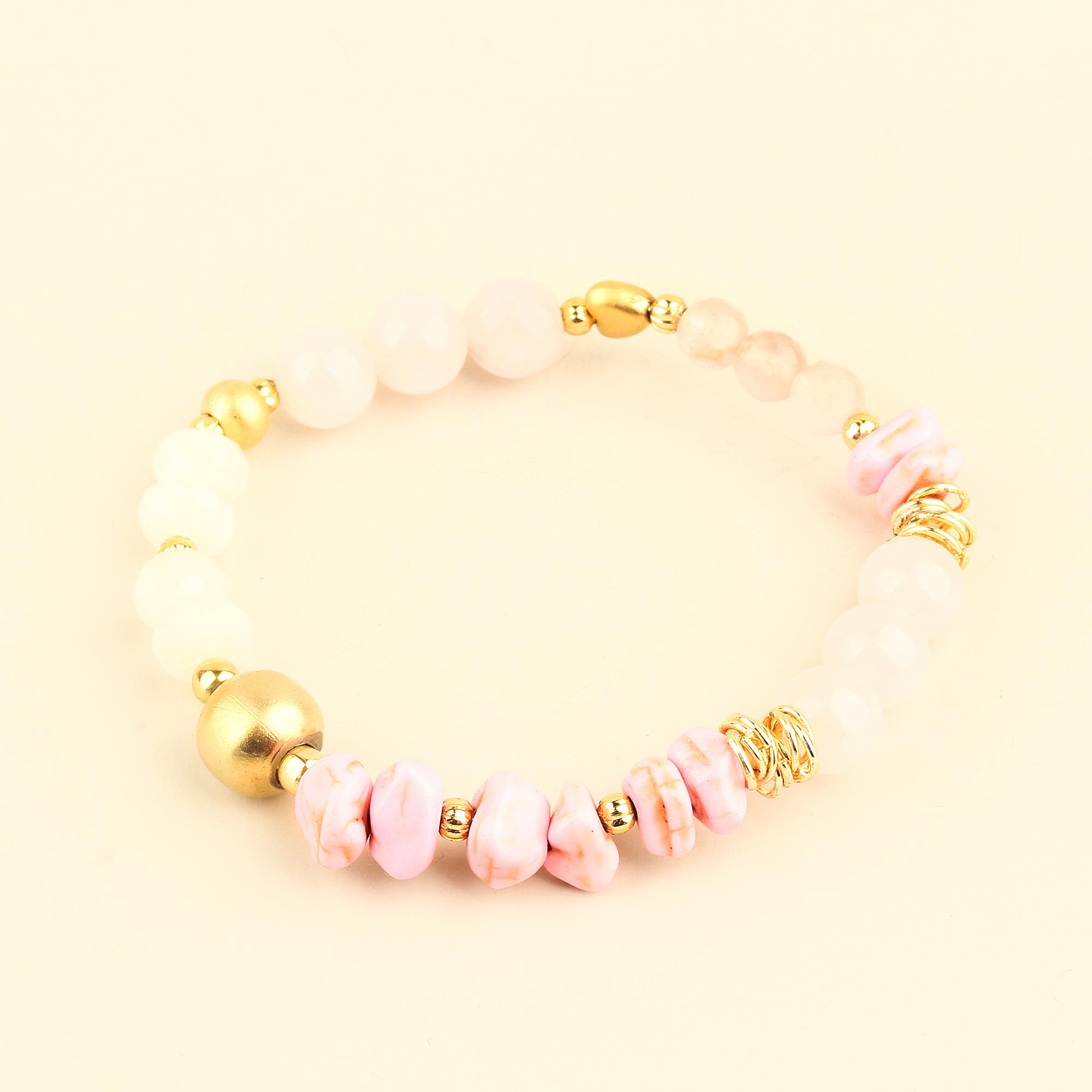 Pink Natural Stones Elastic Bracelet