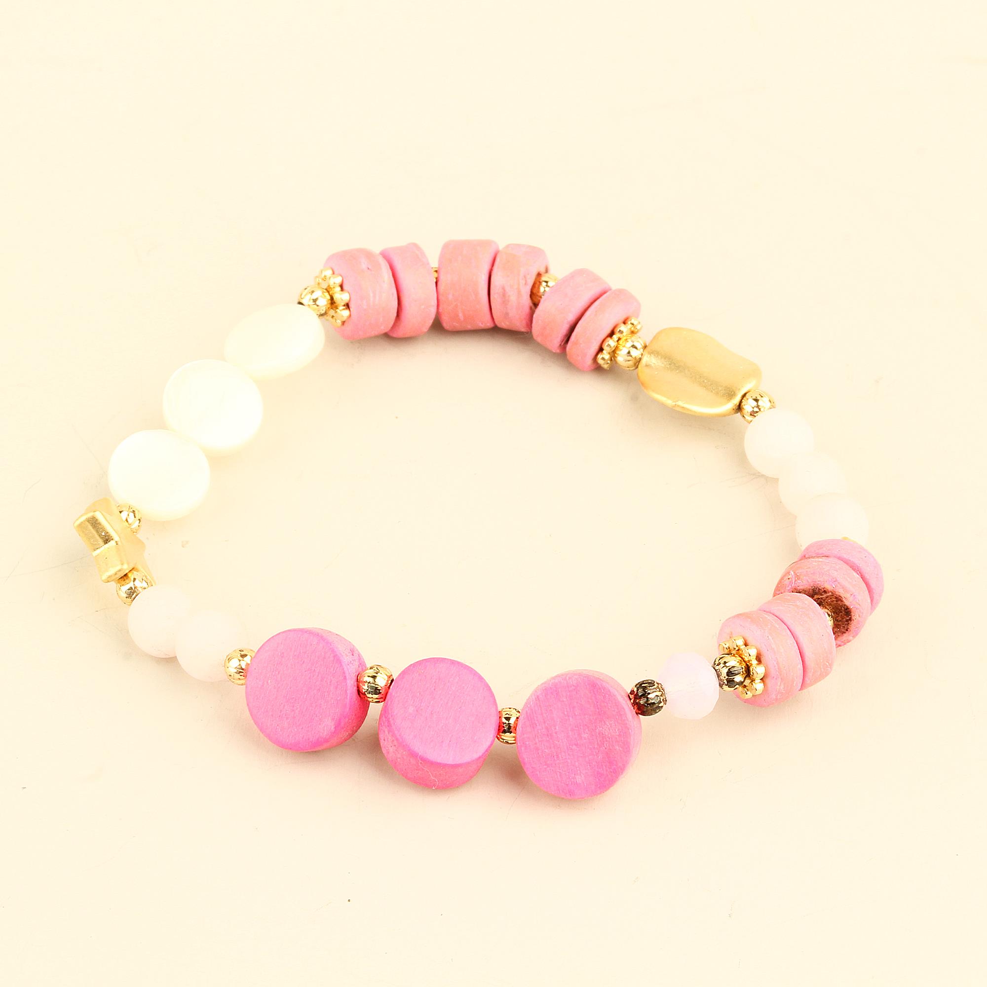 Pink Natural Stones Elastic Bracelet