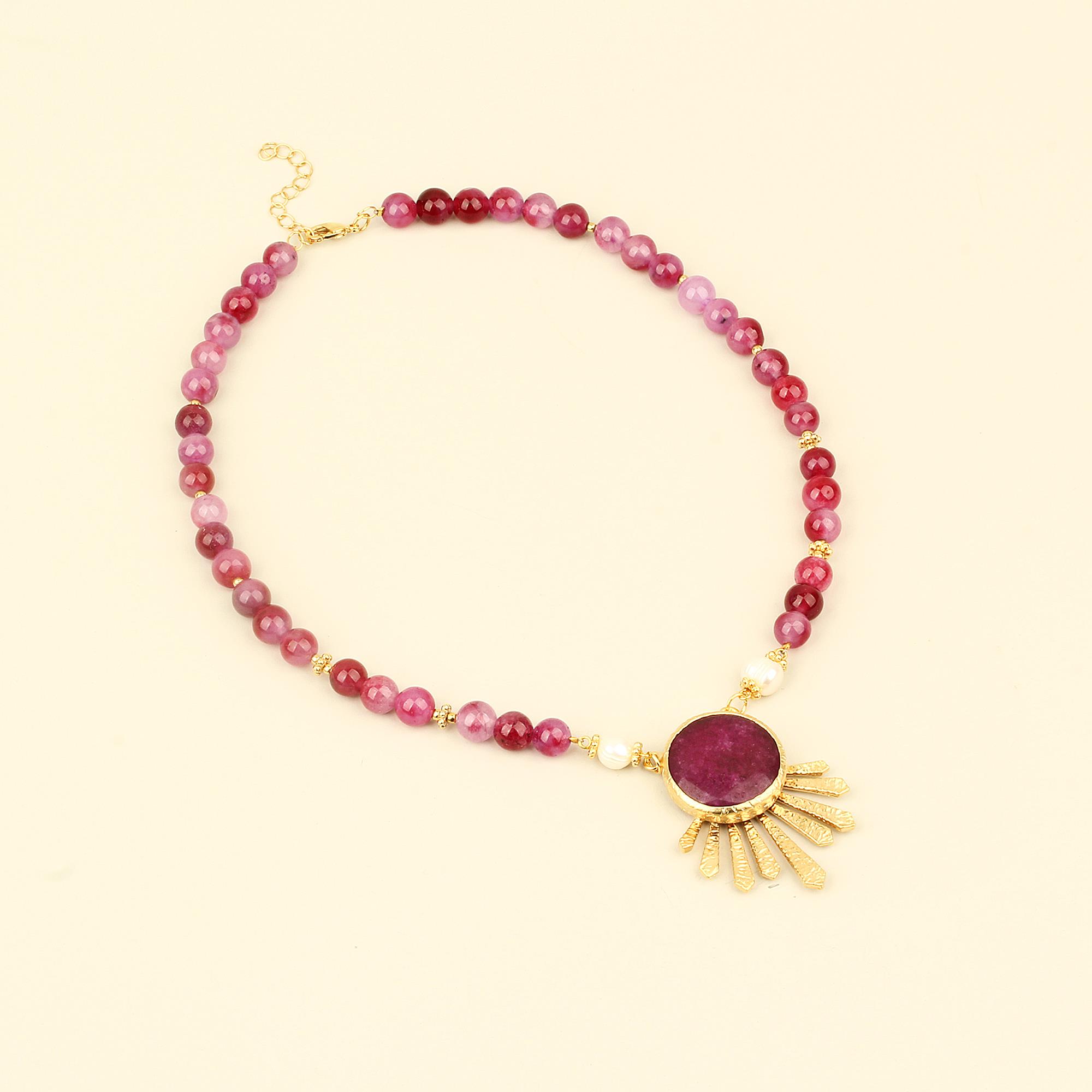 Pink Natural Stones Sunshine Necklace