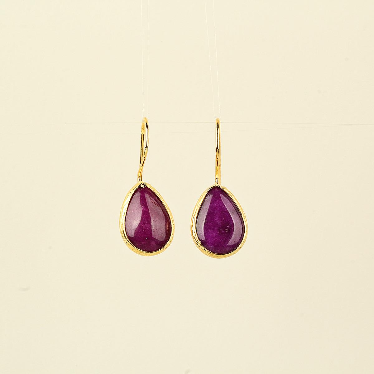 Purple Natural Stone Drop Hook Earring