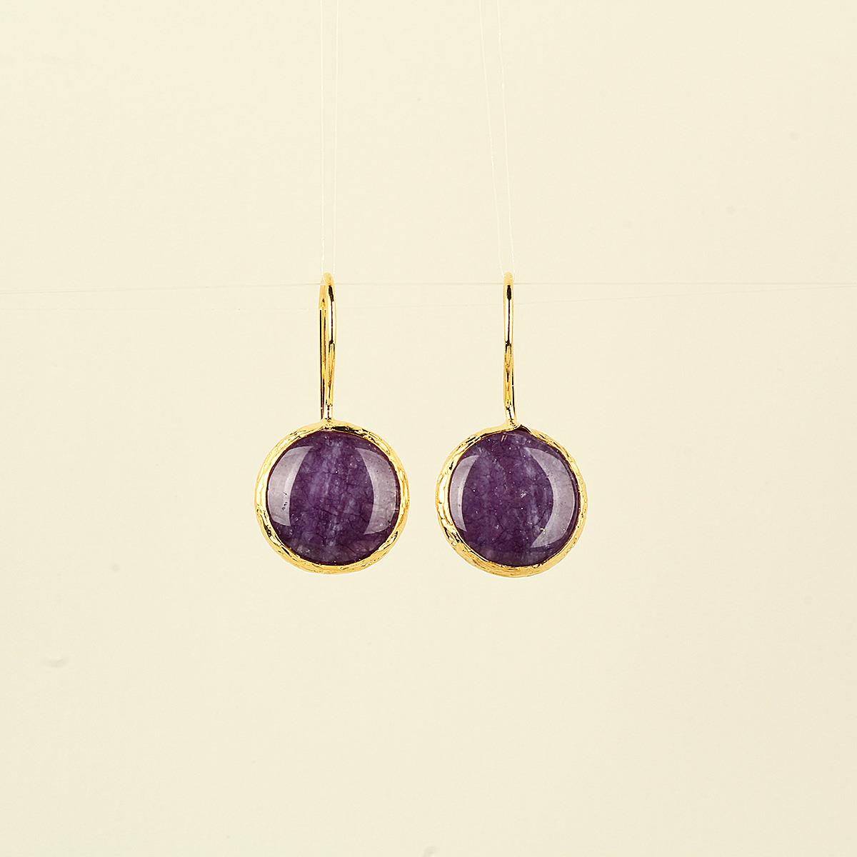 Purple Natural Stone Hook Earring