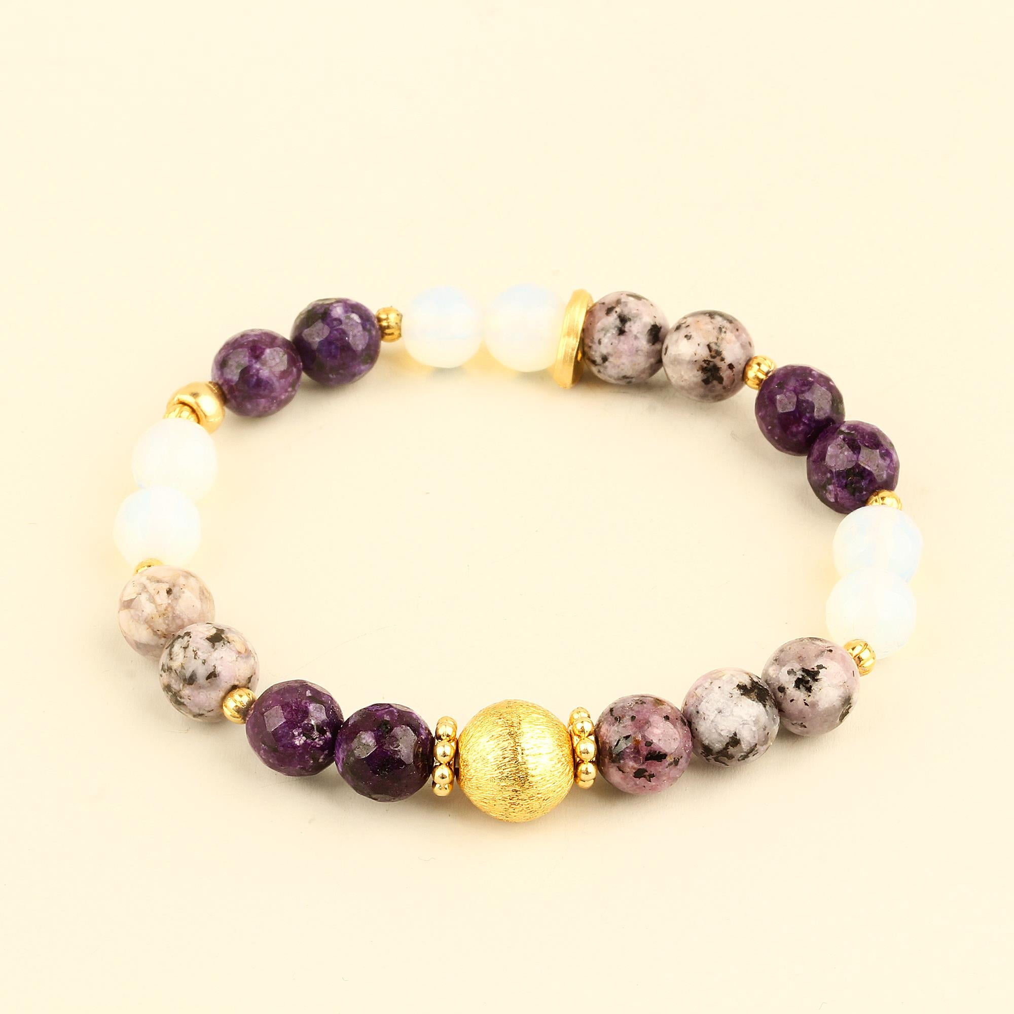 Purple Natural Stones Elastic Bracelet