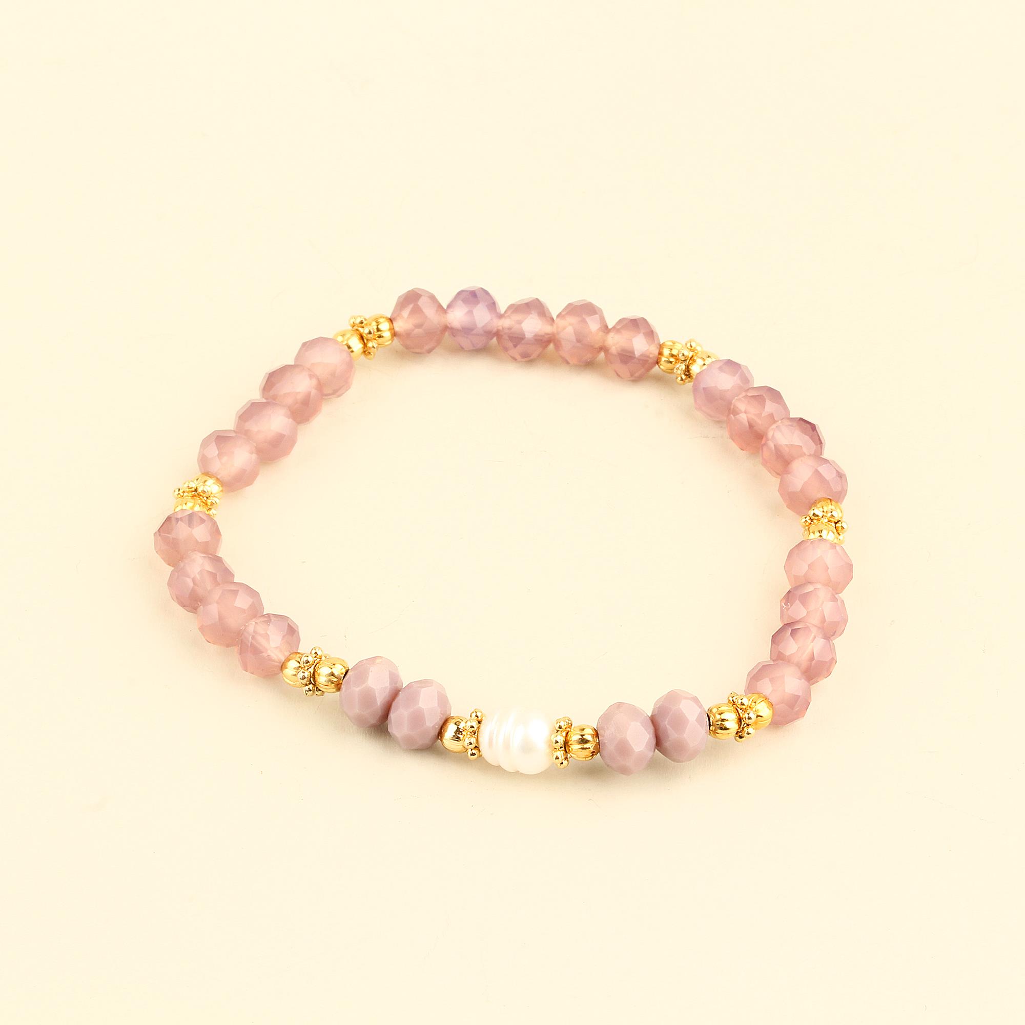 Purple Natural Stones Elastic Bracelet