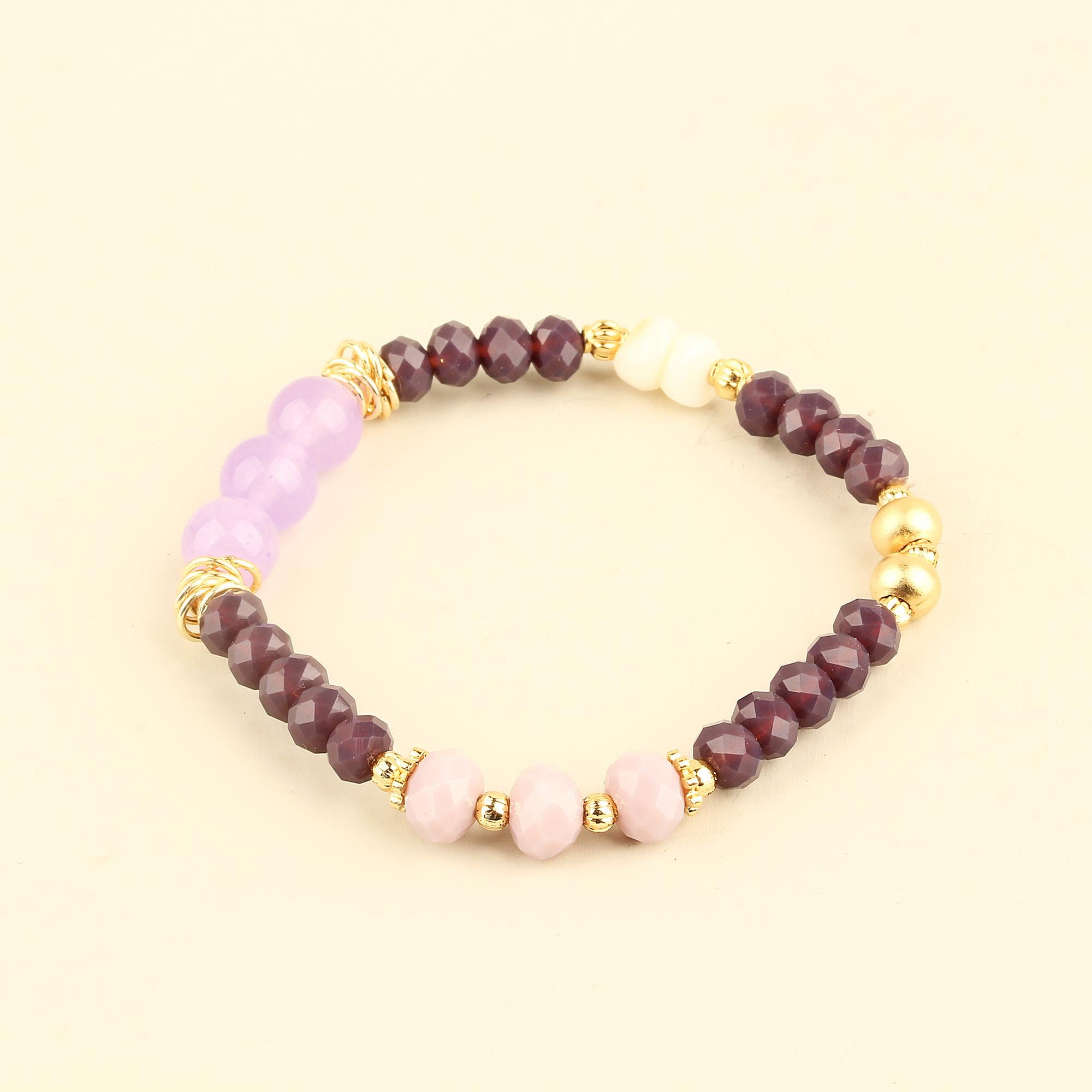 Purple Natural Stones Elastic Bracelet