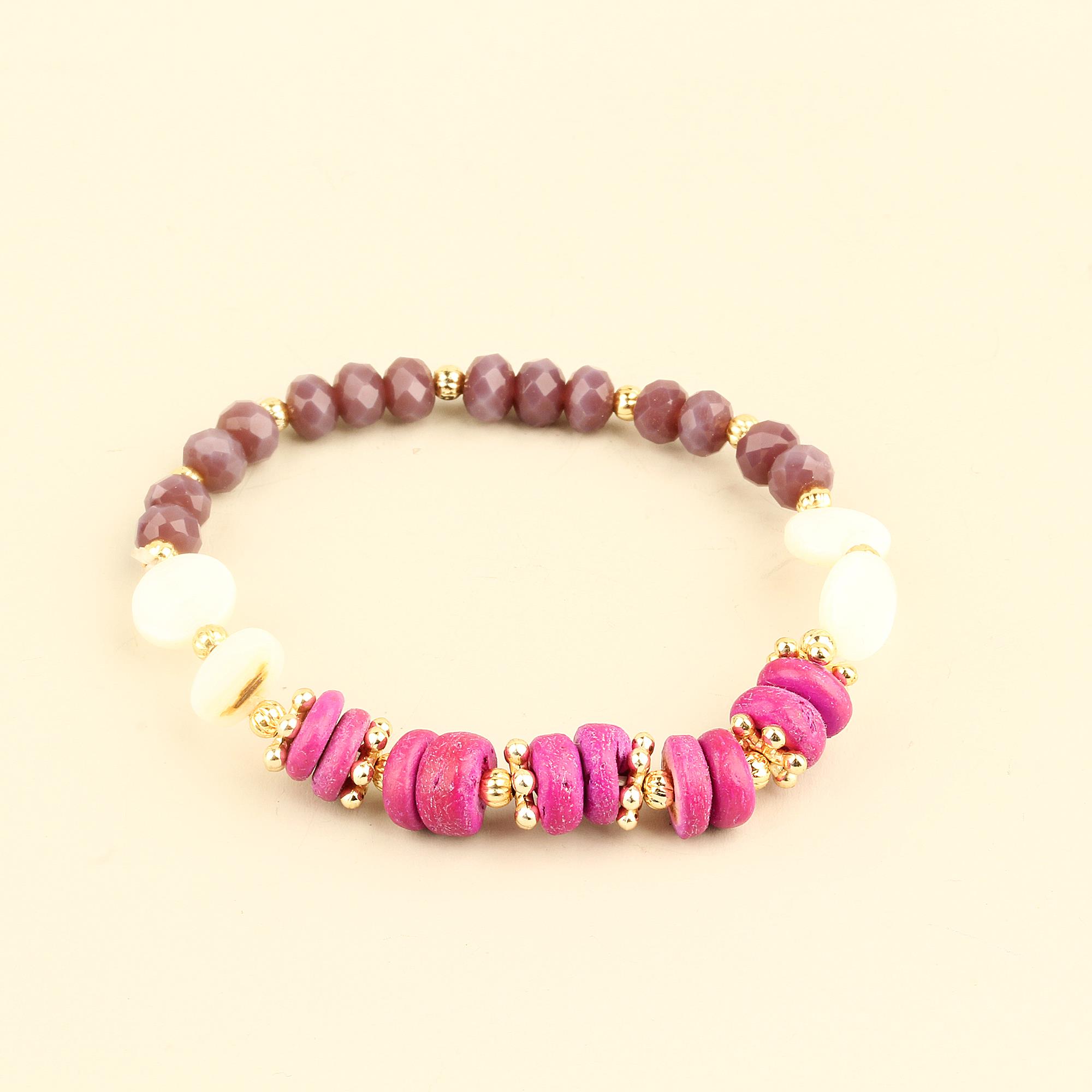 Purple Natural Stones Elastic Bracelet