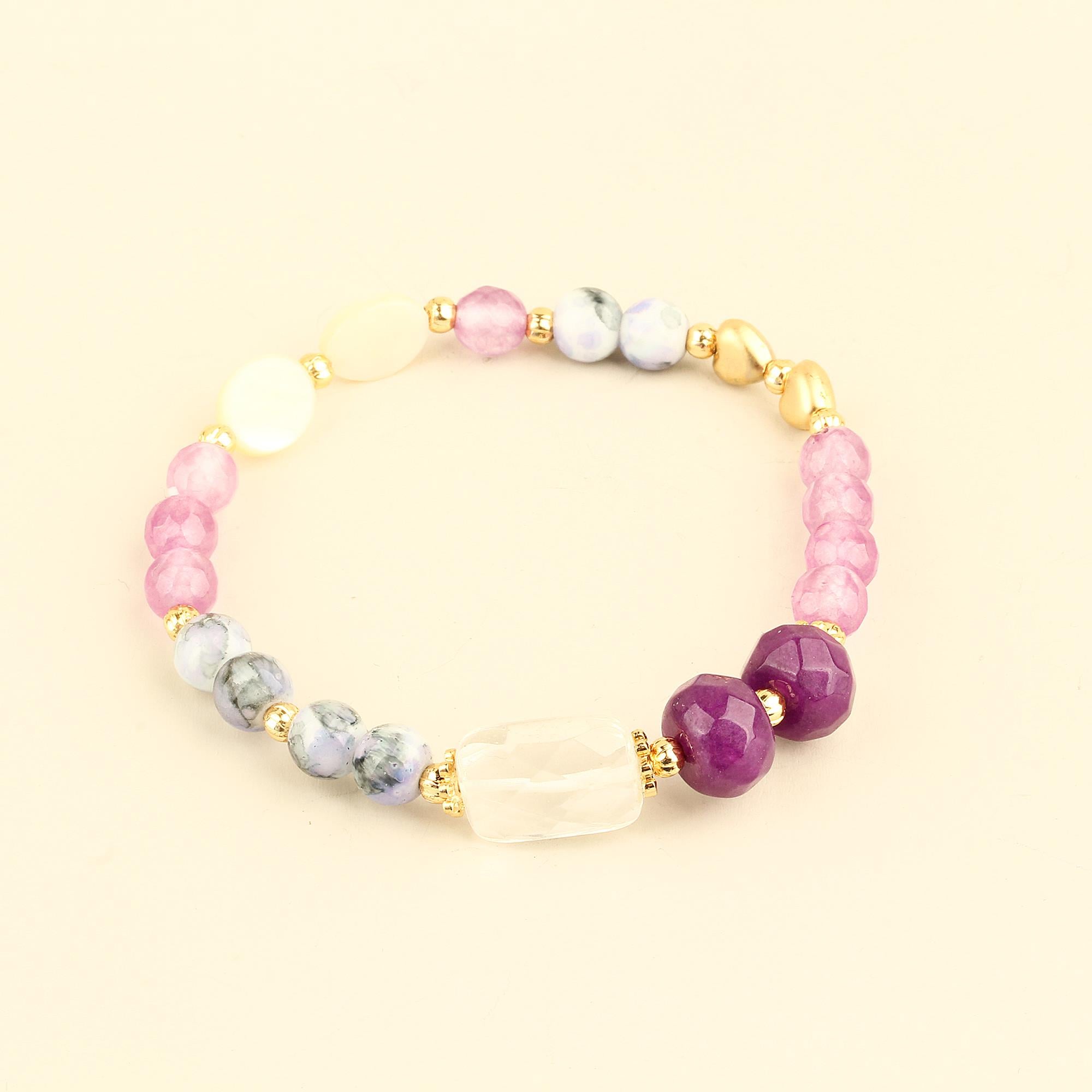 Purple Natural Stones Elastic Bracelet