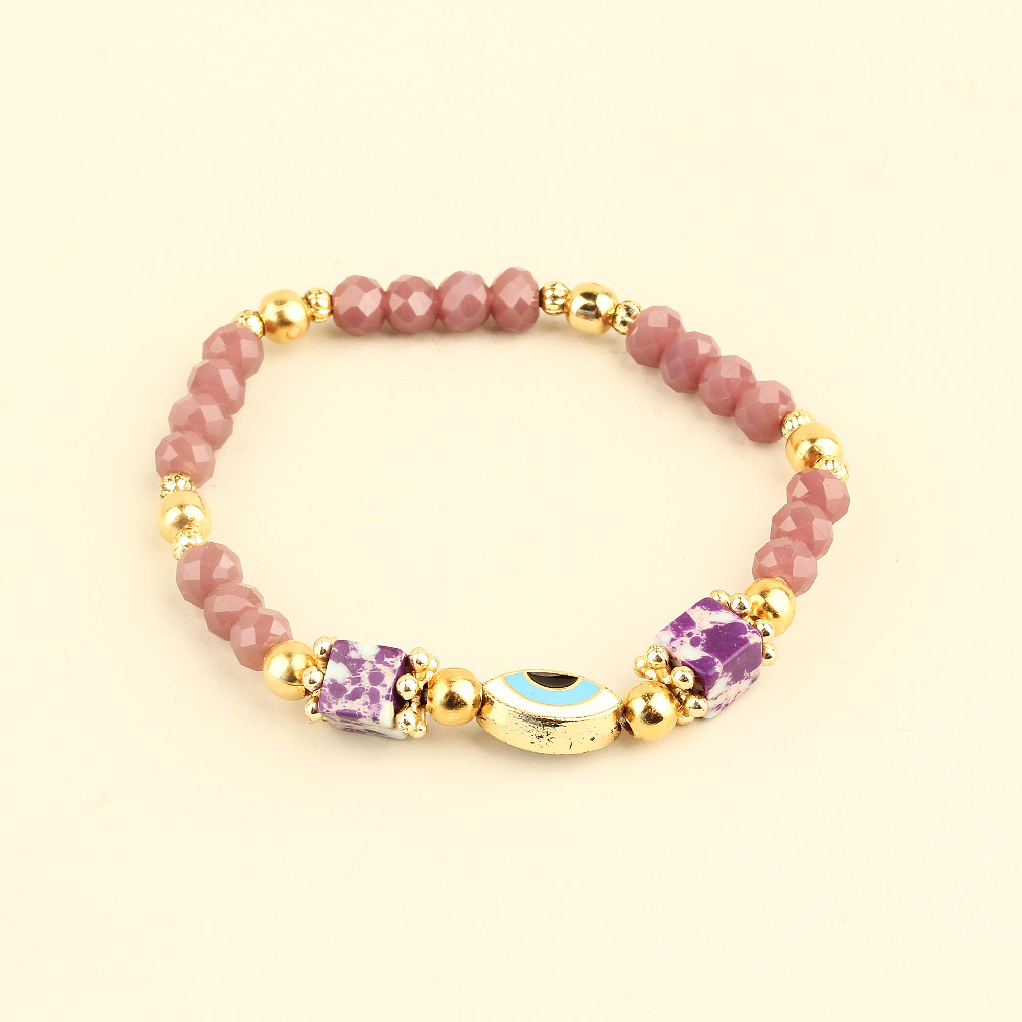 Purple Natural Stones Elastic Bracelet