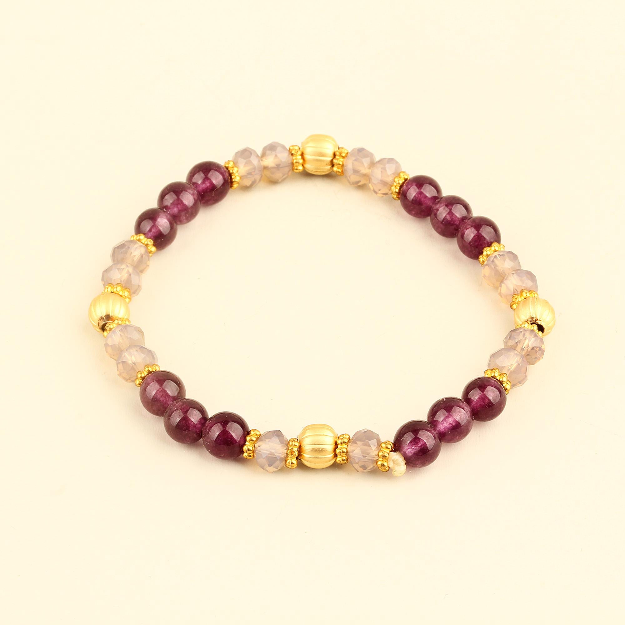 Purple Natural Stones Elastic Bracelet