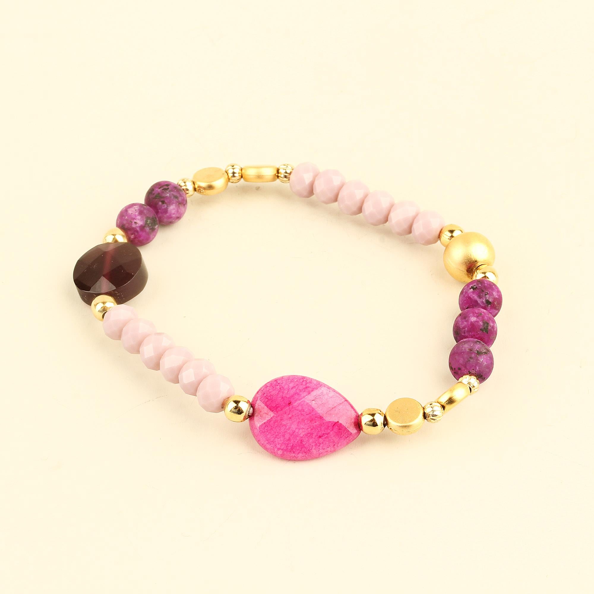 Purple Natural Stones Elastic Bracelet