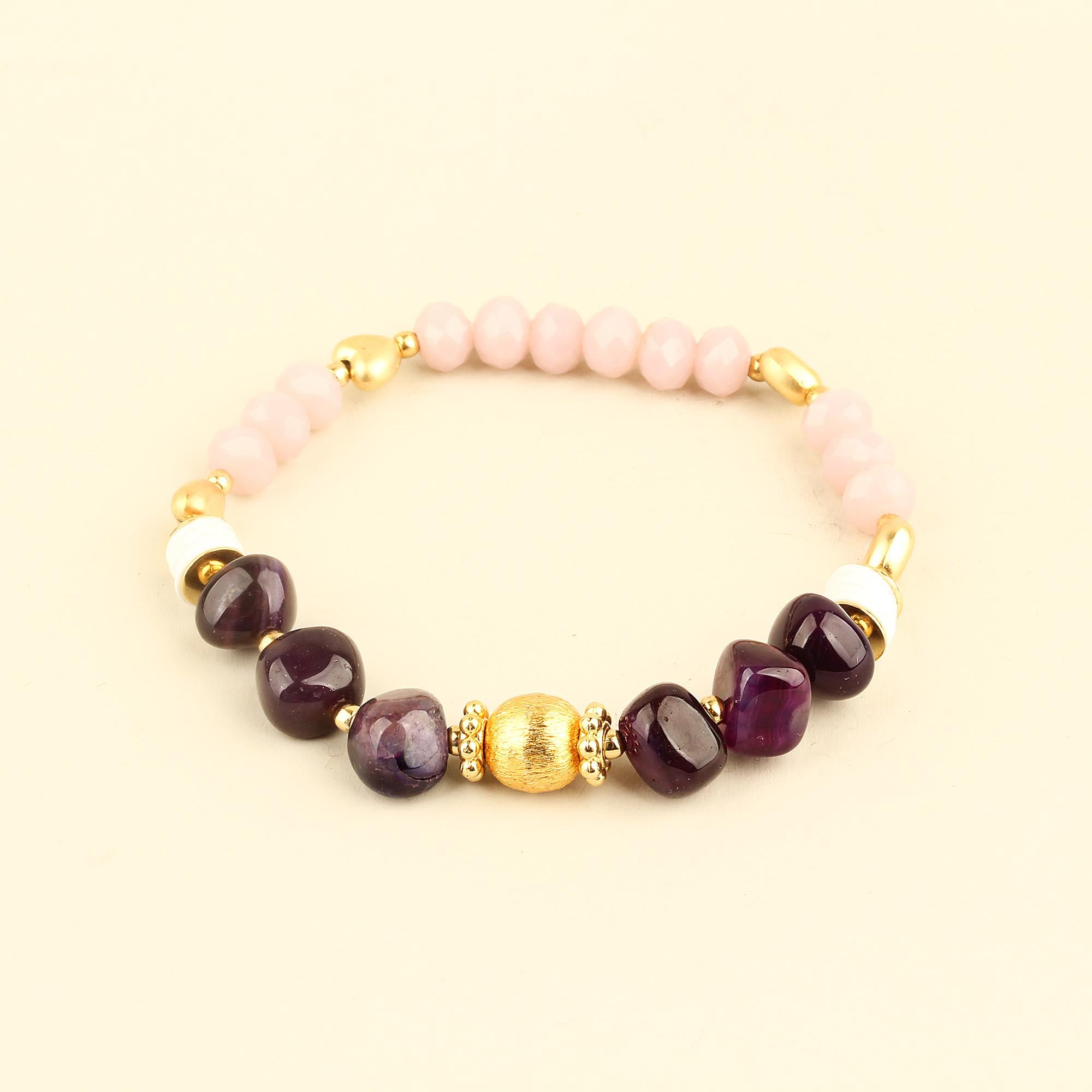 Purple Natural Stones Elastic Bracelet