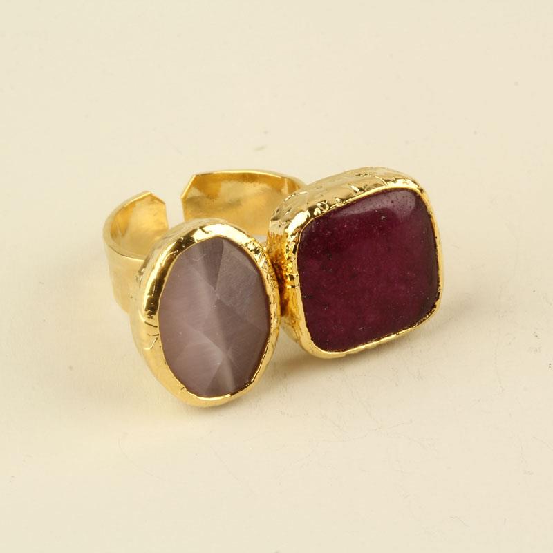 Purple Teardrop Cats Eye Duo Ring
