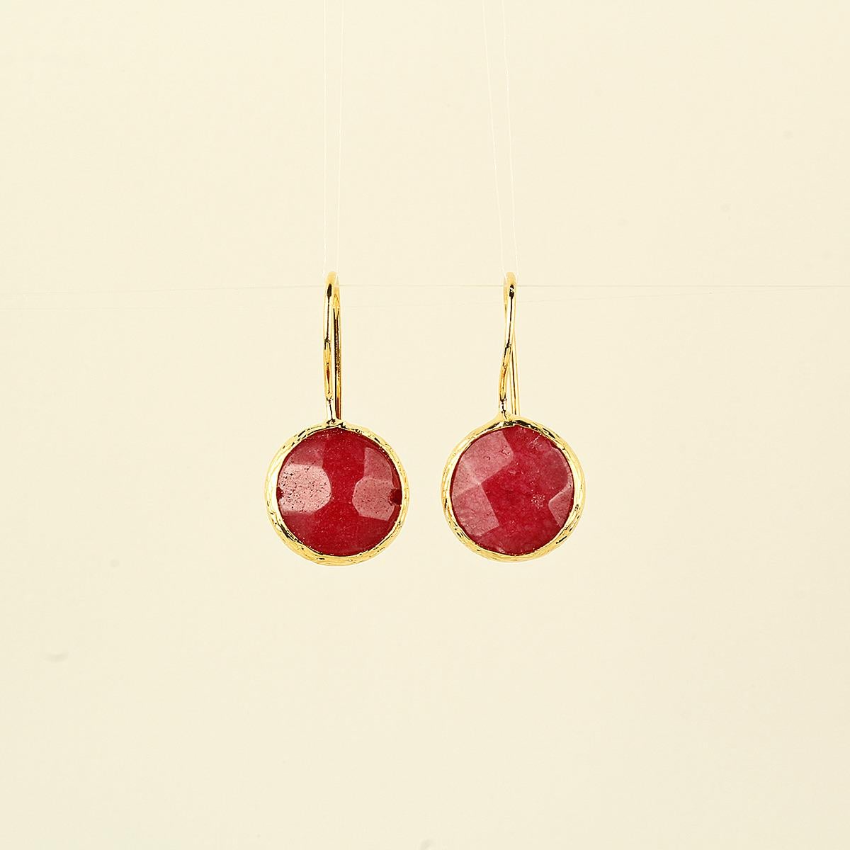Red Natural Stone Hook Earring