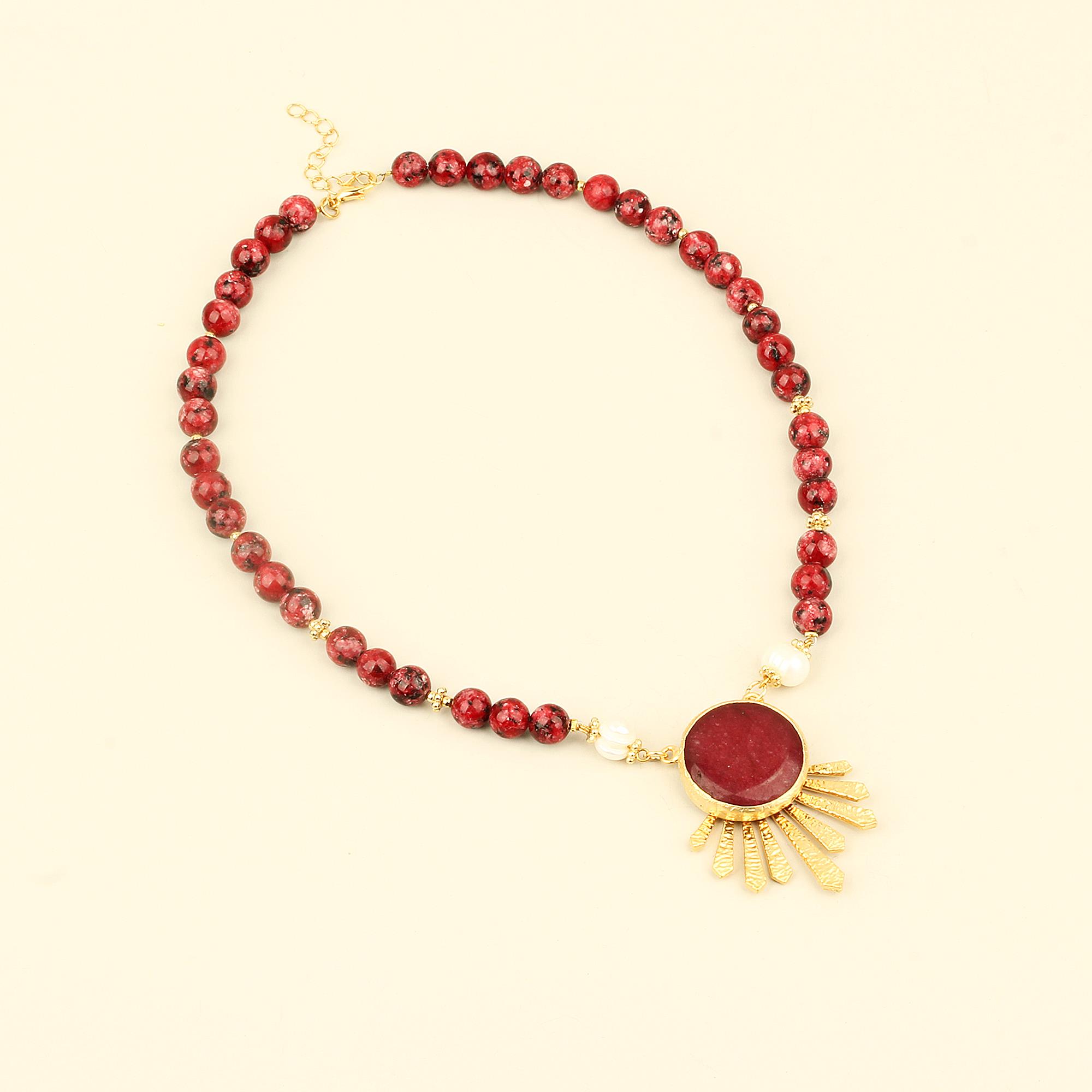 Red Natural Stones Sunshine Necklace