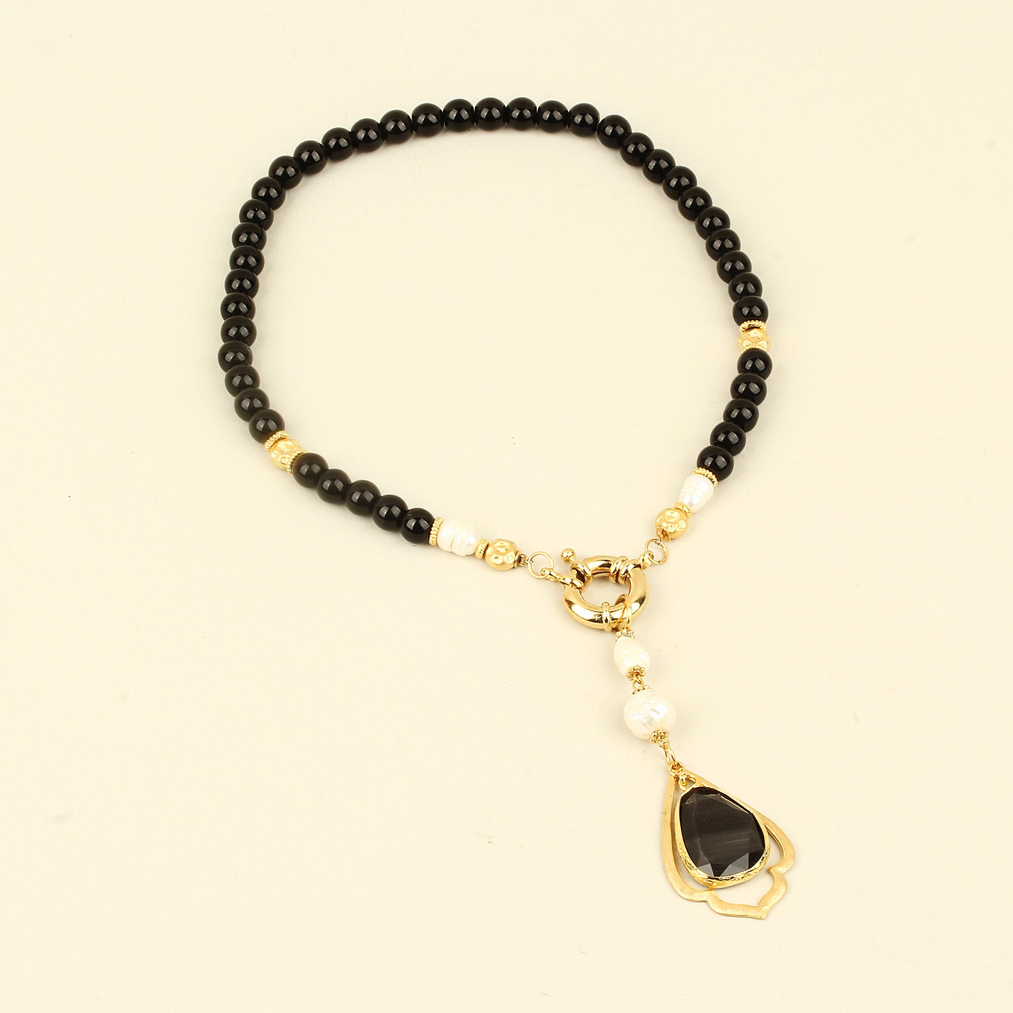 Ring Lock Black Cat Eye Necklace
