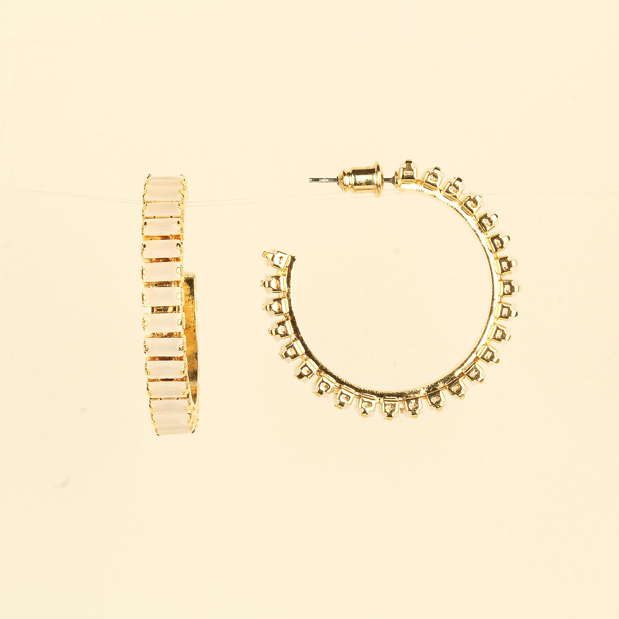 Salmon Zircon Stone Hoop Earrings