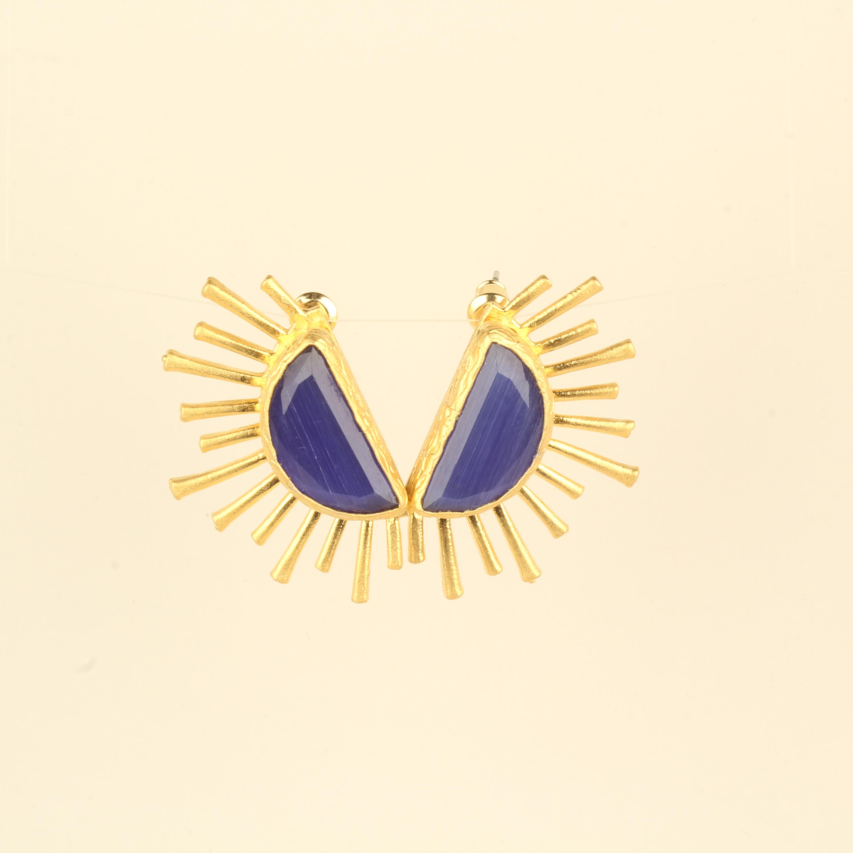 Sunlight Blue Cat Eye Stone Earrings
